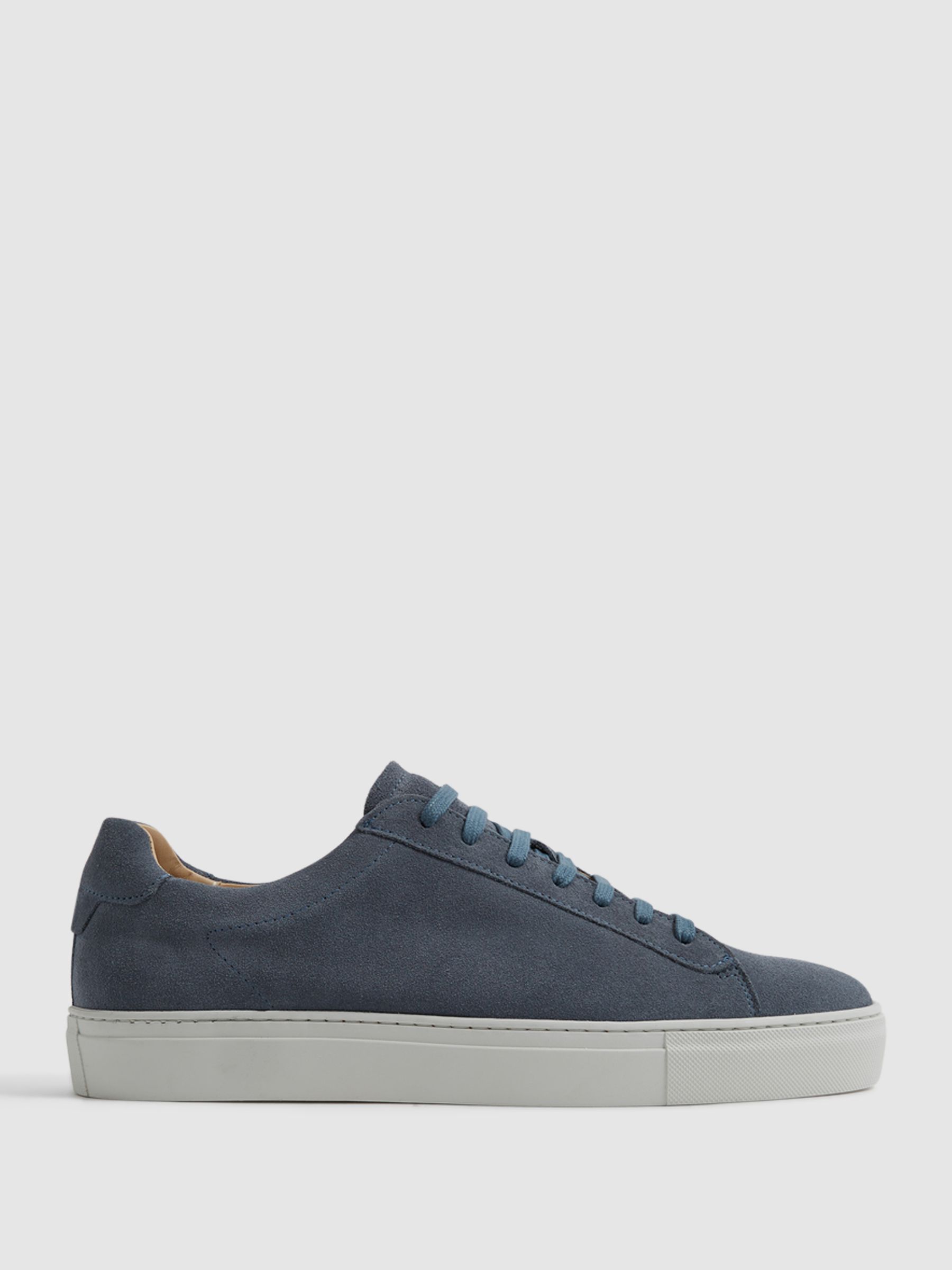 Lace Up Leather Trainers in Airforce Blue - Image 1 of 6
