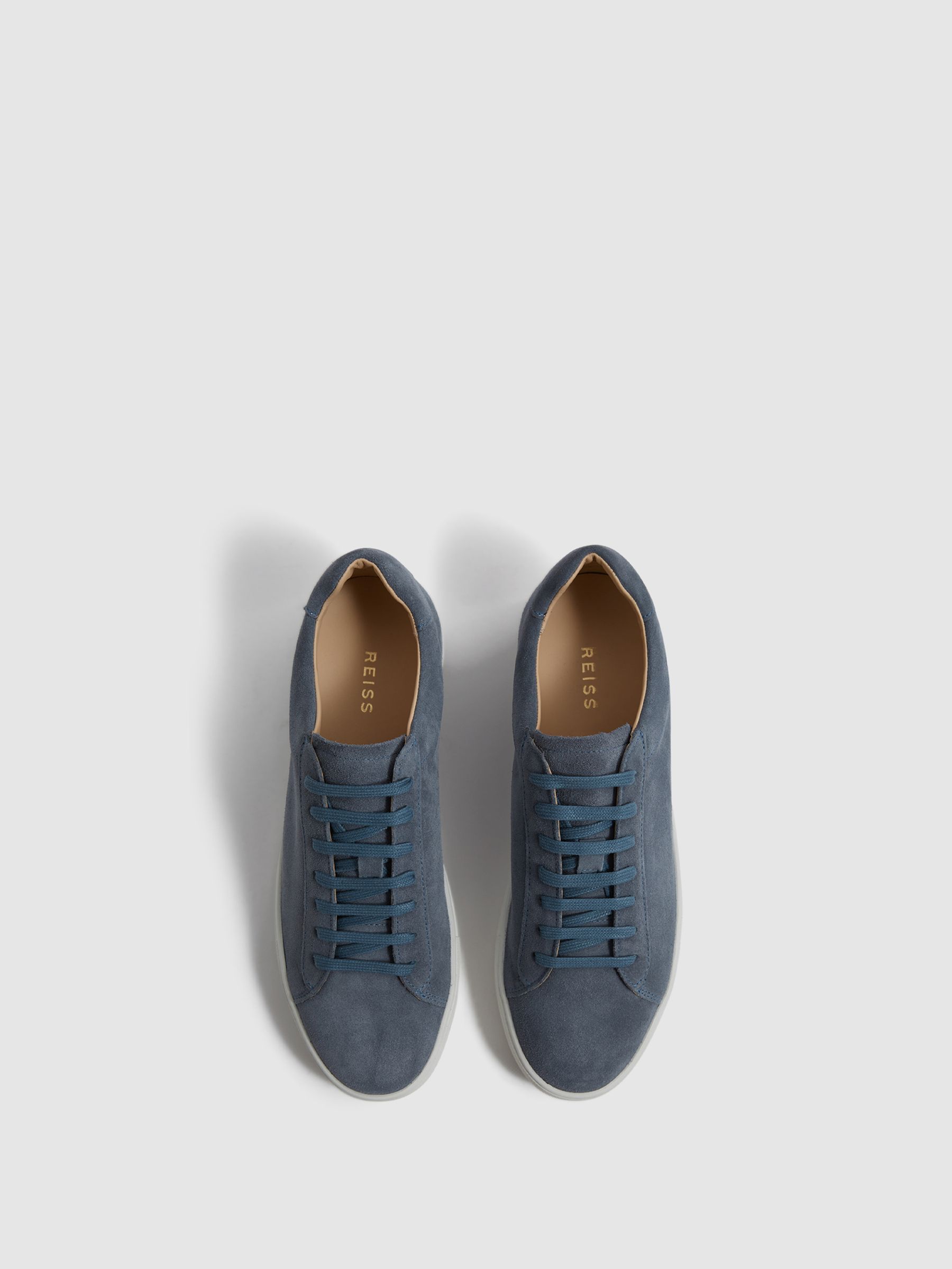 Lace Up Leather Trainers in Airforce Blue - Image 4 of 6
