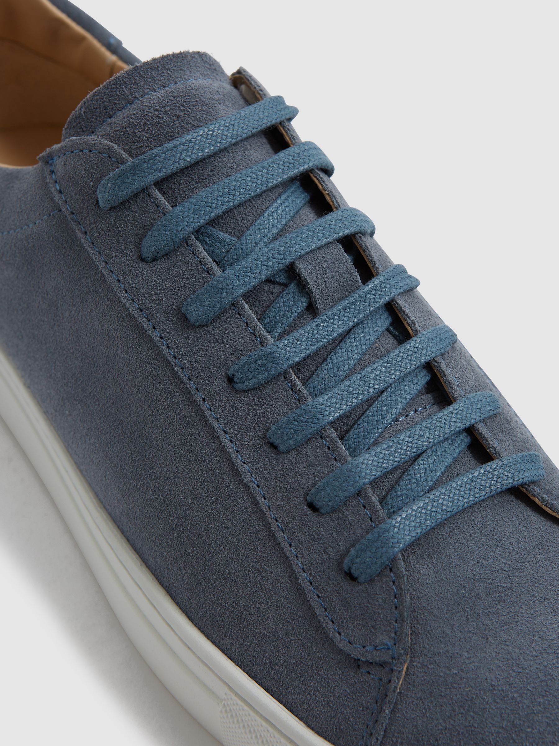 Lace Up Leather Trainers in Airforce Blue - Image 5 of 6