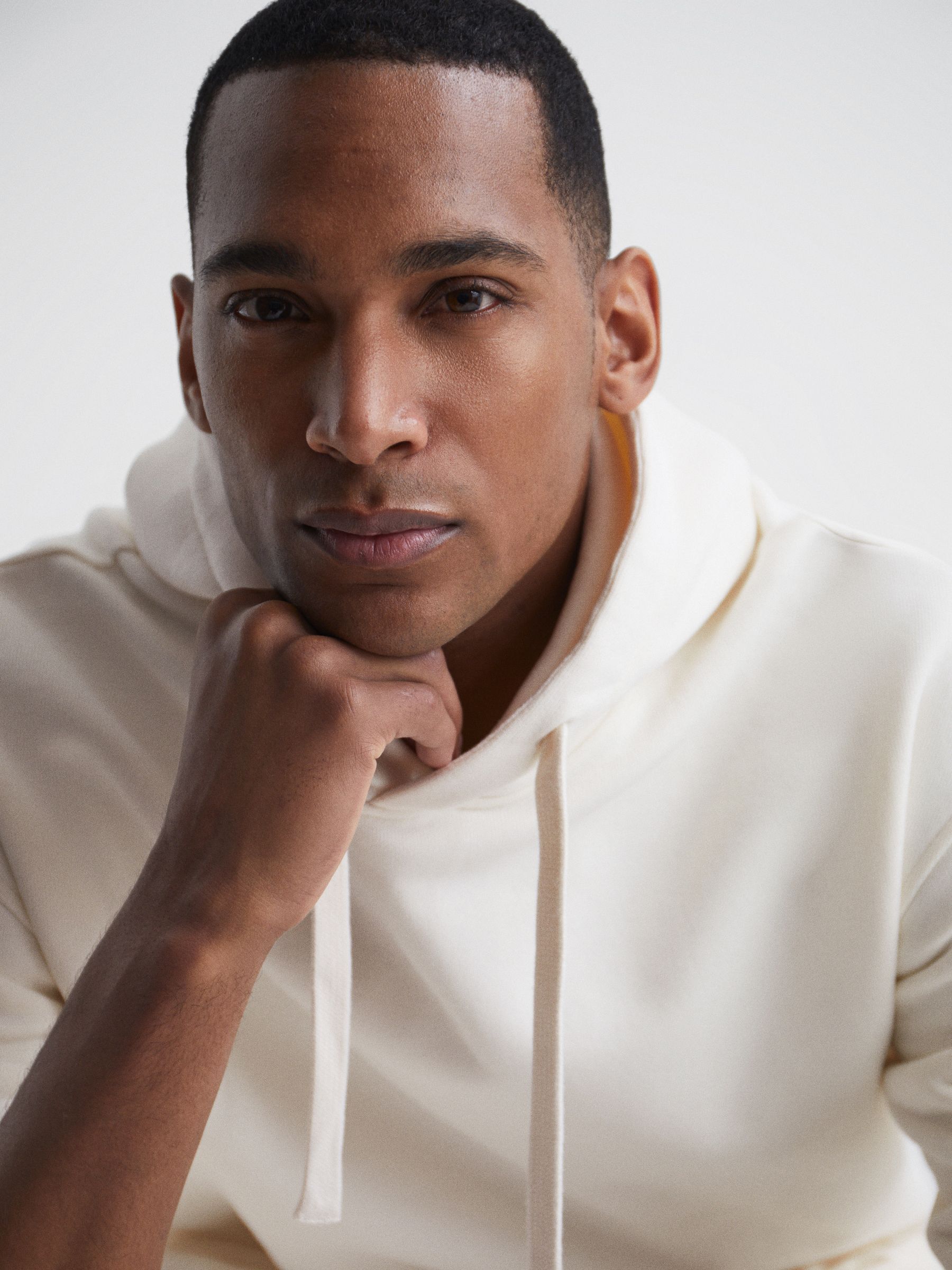 Drawstring Hoodie in Ecru - Image 4 of 6