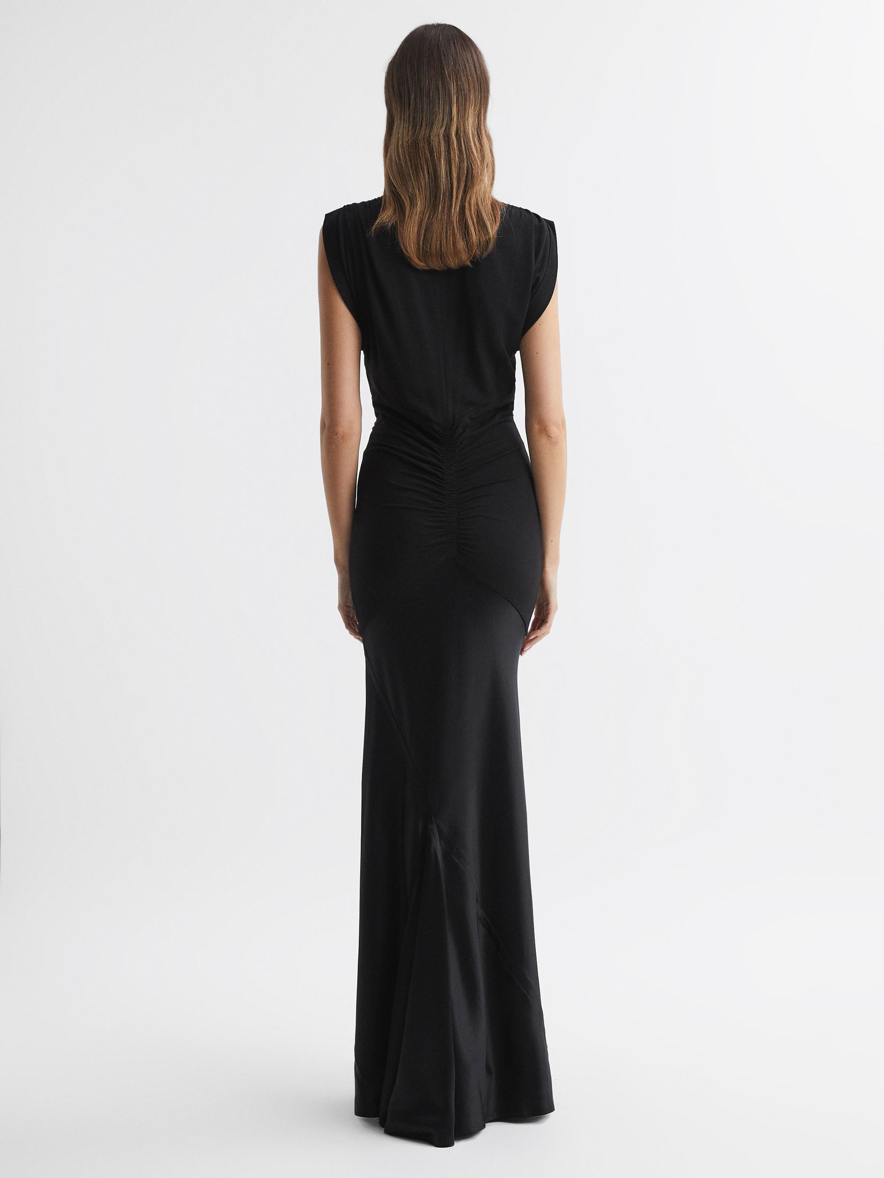 Plunge V-Neck Sleeveless Maxi Dress in Black - Image 5 of 8
