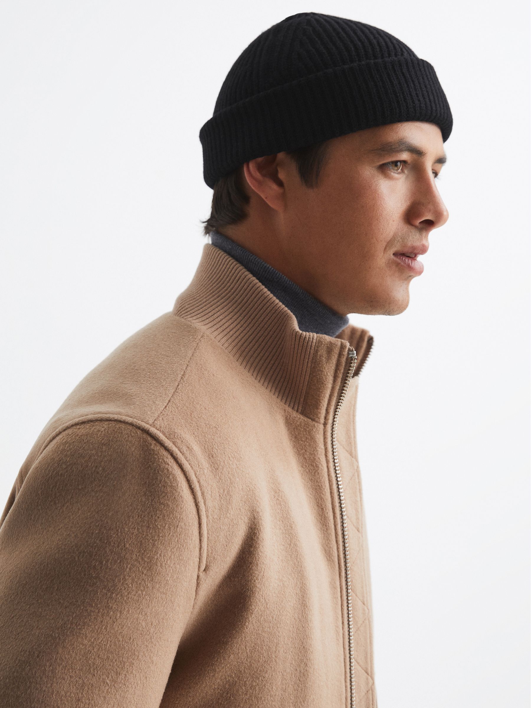 Wool Blend Beanie Hat in Black - Image 2 of 4