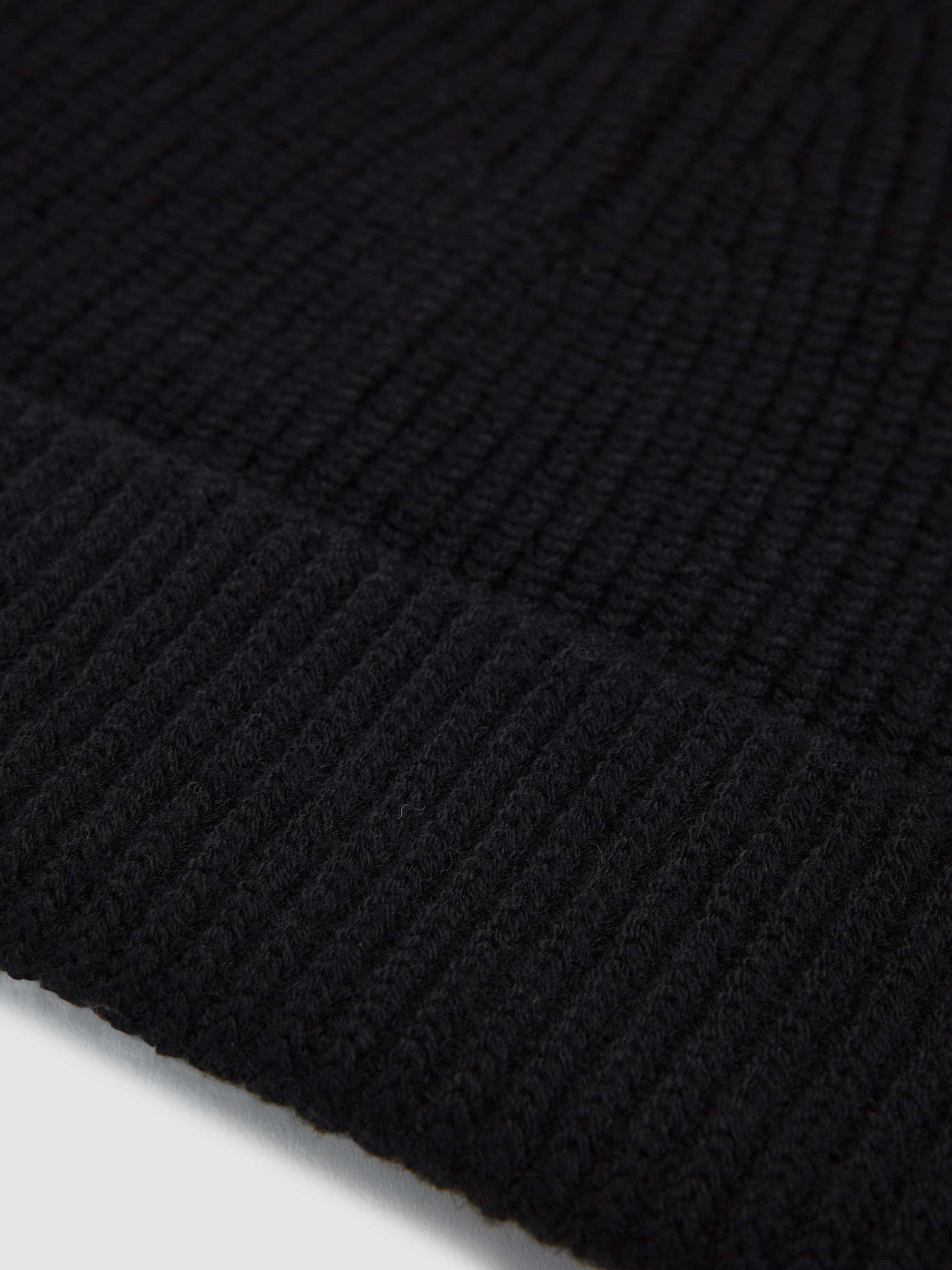 Wool Blend Beanie Hat in Black - Image 4 of 4