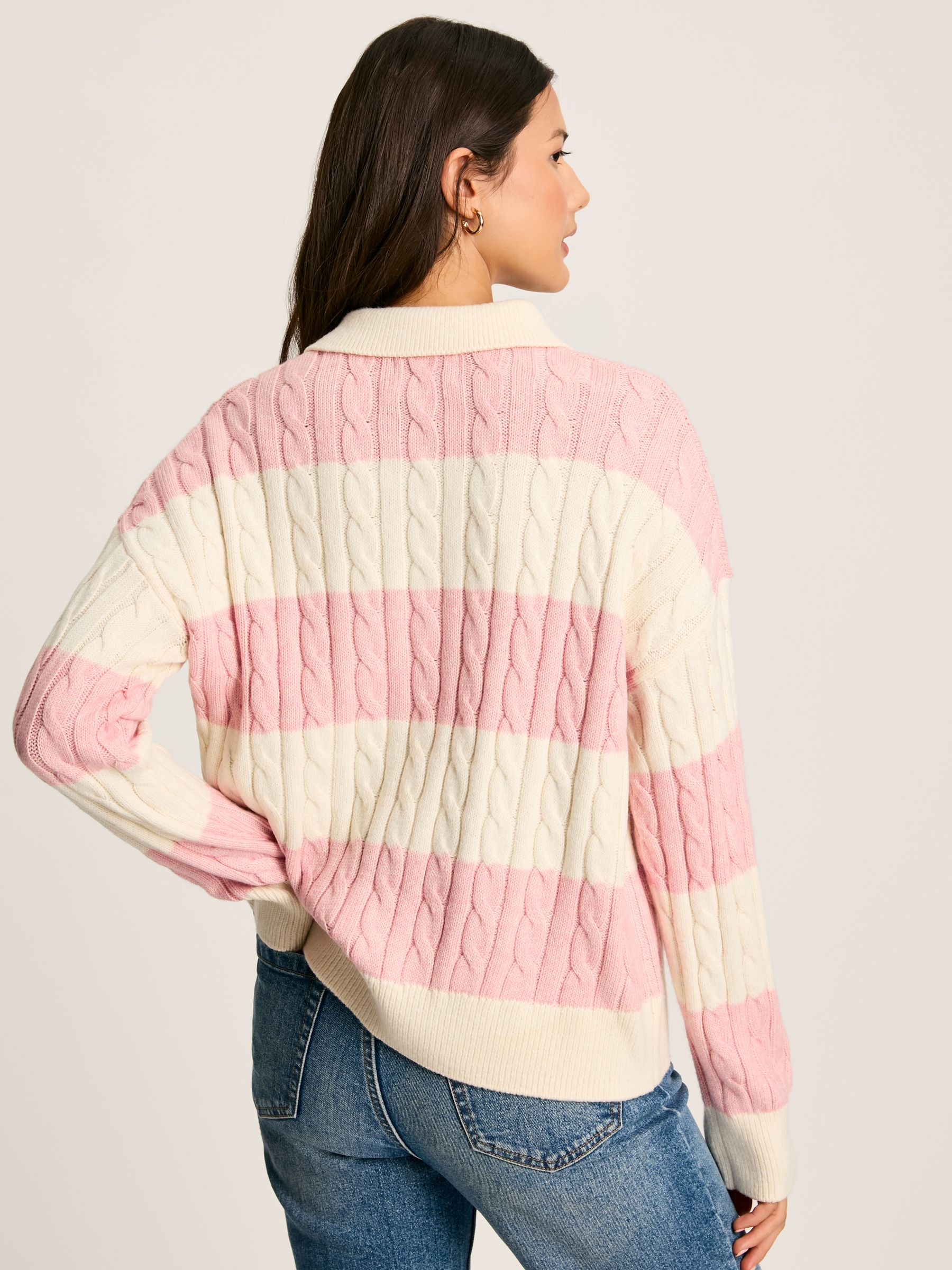 Love All Pink Cable Knit Jumper with Button Collar - Image 2 of 7