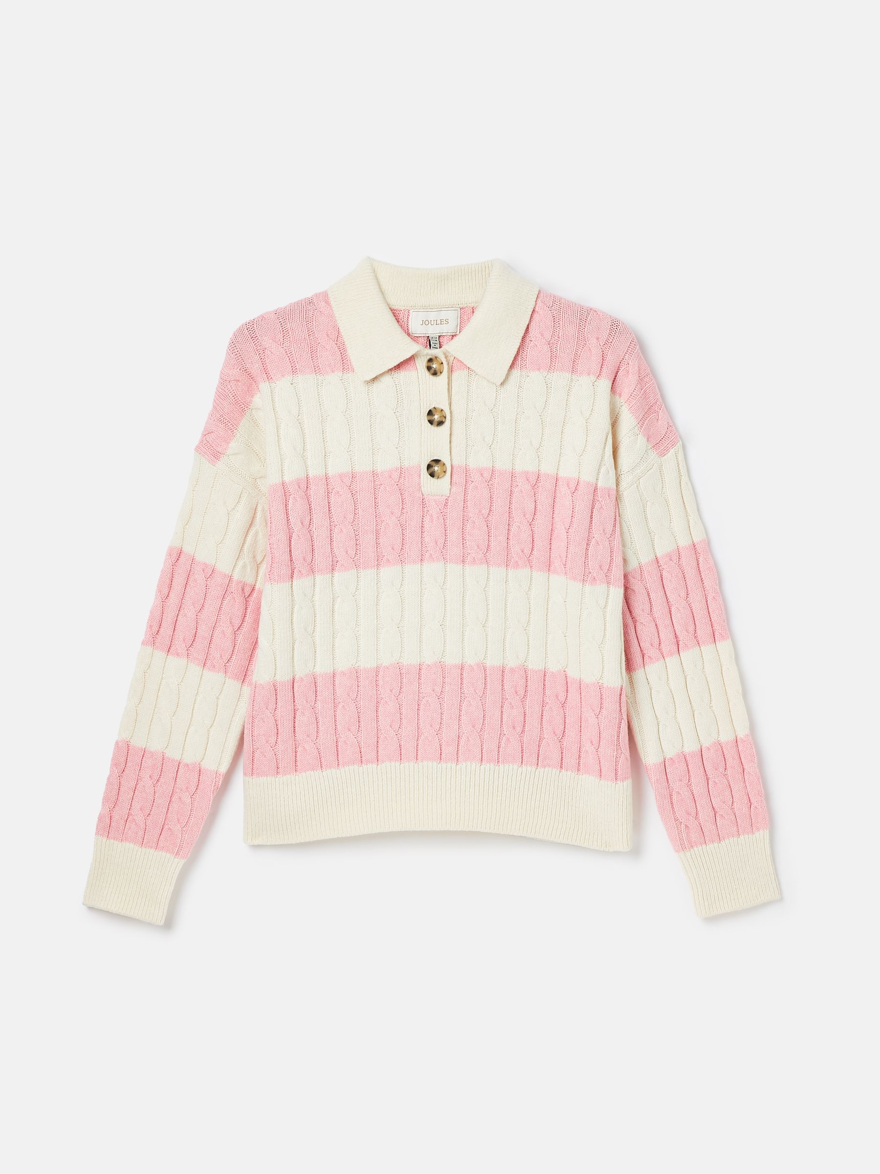 Love All Pink Cable Knit Jumper with Button Collar - Image 7 of 7