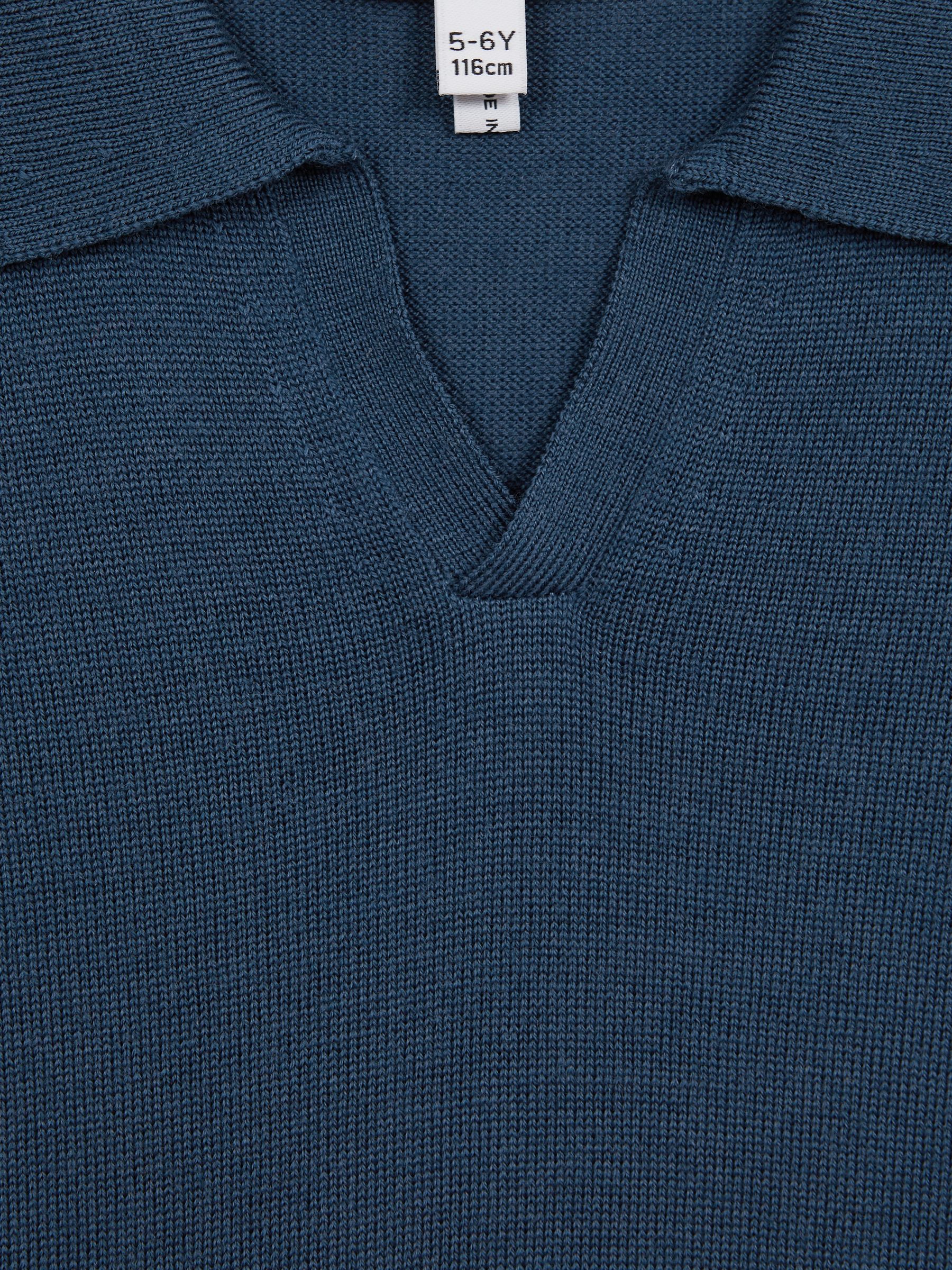 Merino Wool Open Collar Polo Shirt in Dove Blue - Image 7 of 7