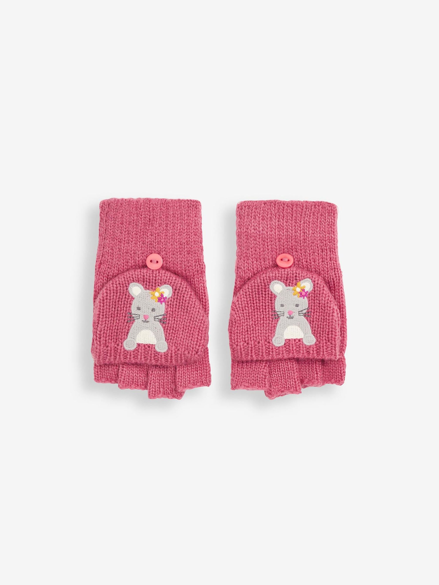 Fuchsia Girls' Mouse Embroidered Gloves - Image 1 of 4