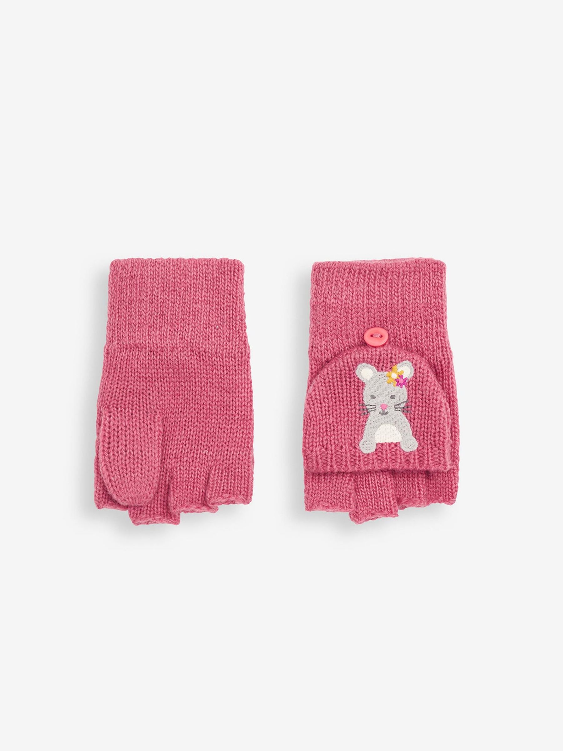 Fuchsia Girls' Mouse Embroidered Gloves - Image 2 of 4