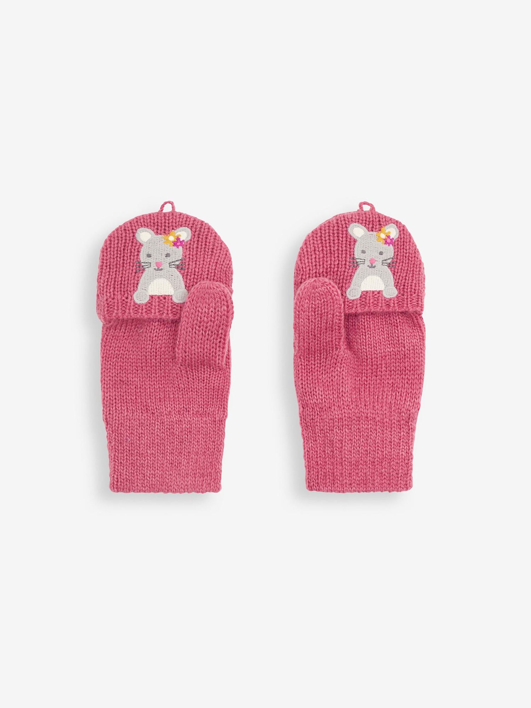 Fuchsia Girls' Mouse Embroidered Gloves - Image 3 of 4