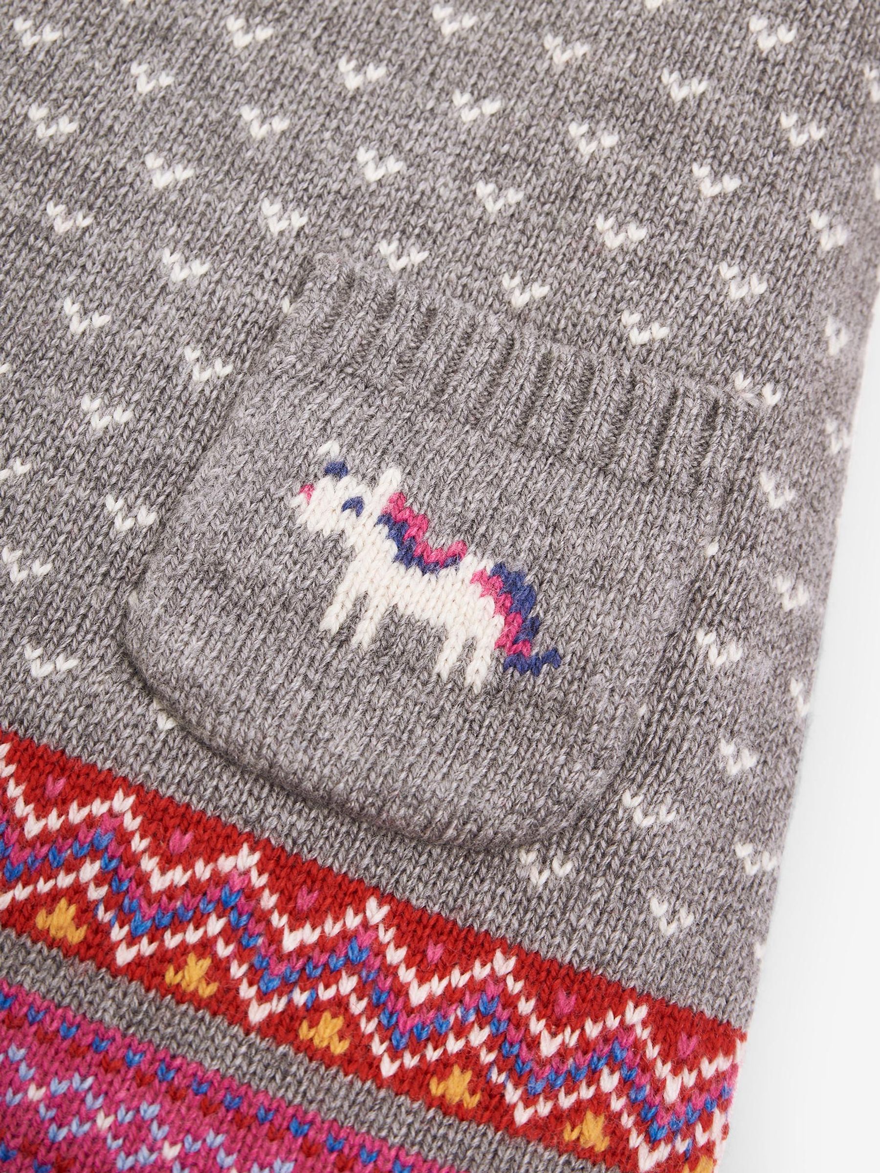 Marl Grey Unicorn Fairisle Pattern Knitted Dress - Image 2 of 2