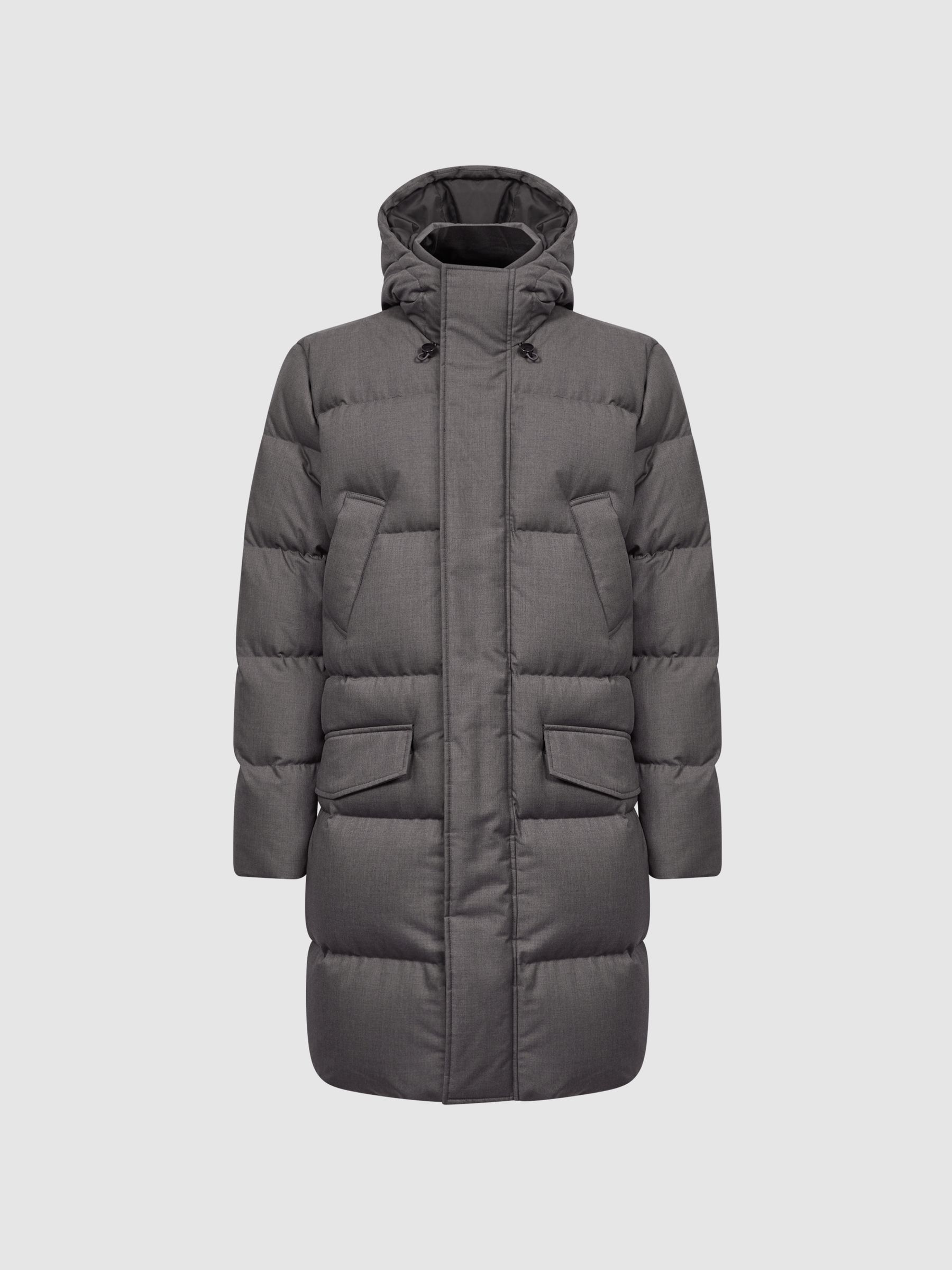 Quilted Hooded Coat in Grey - Image 2 of 7
