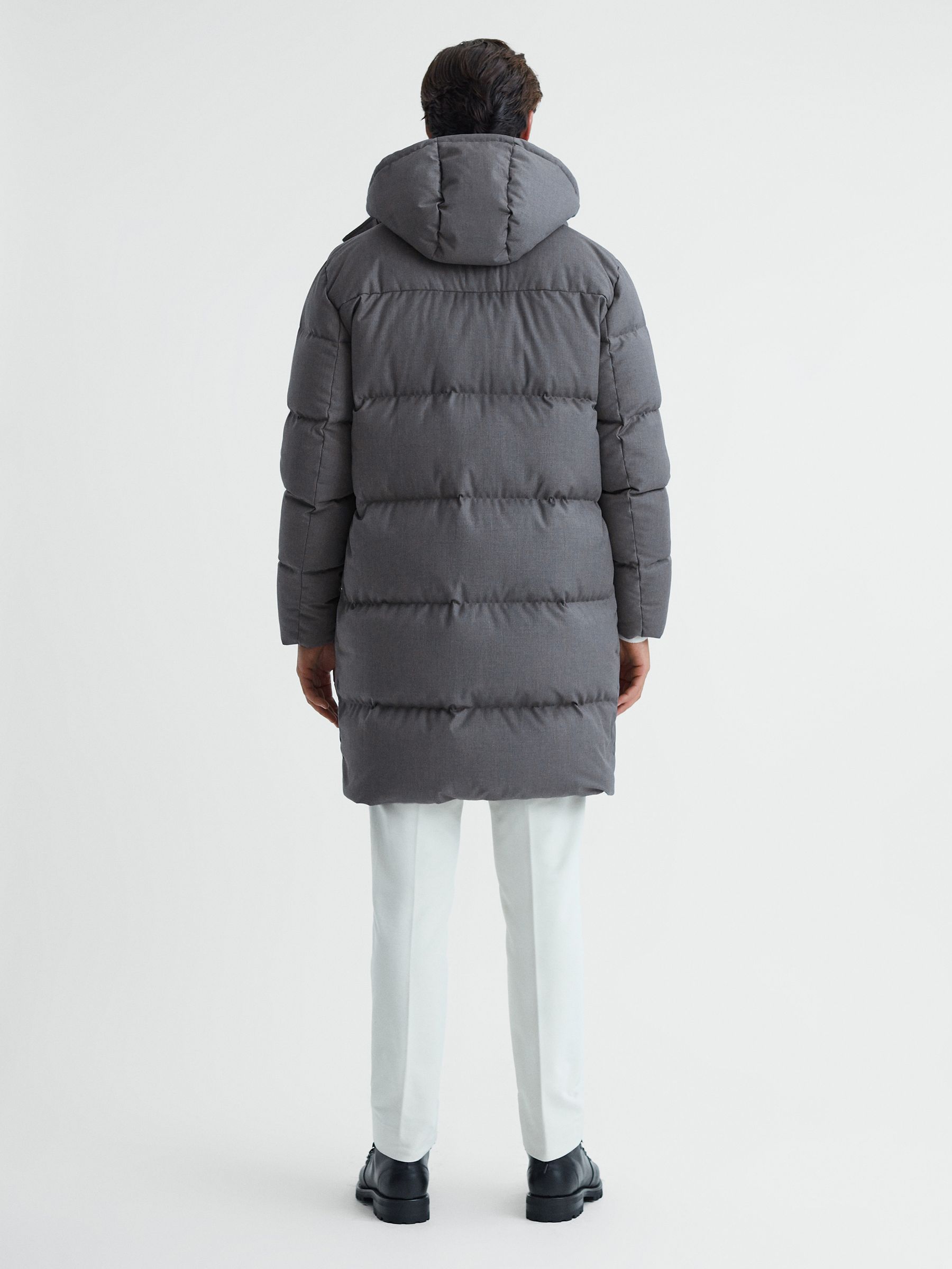 Quilted Hooded Coat in Grey - Image 5 of 7
