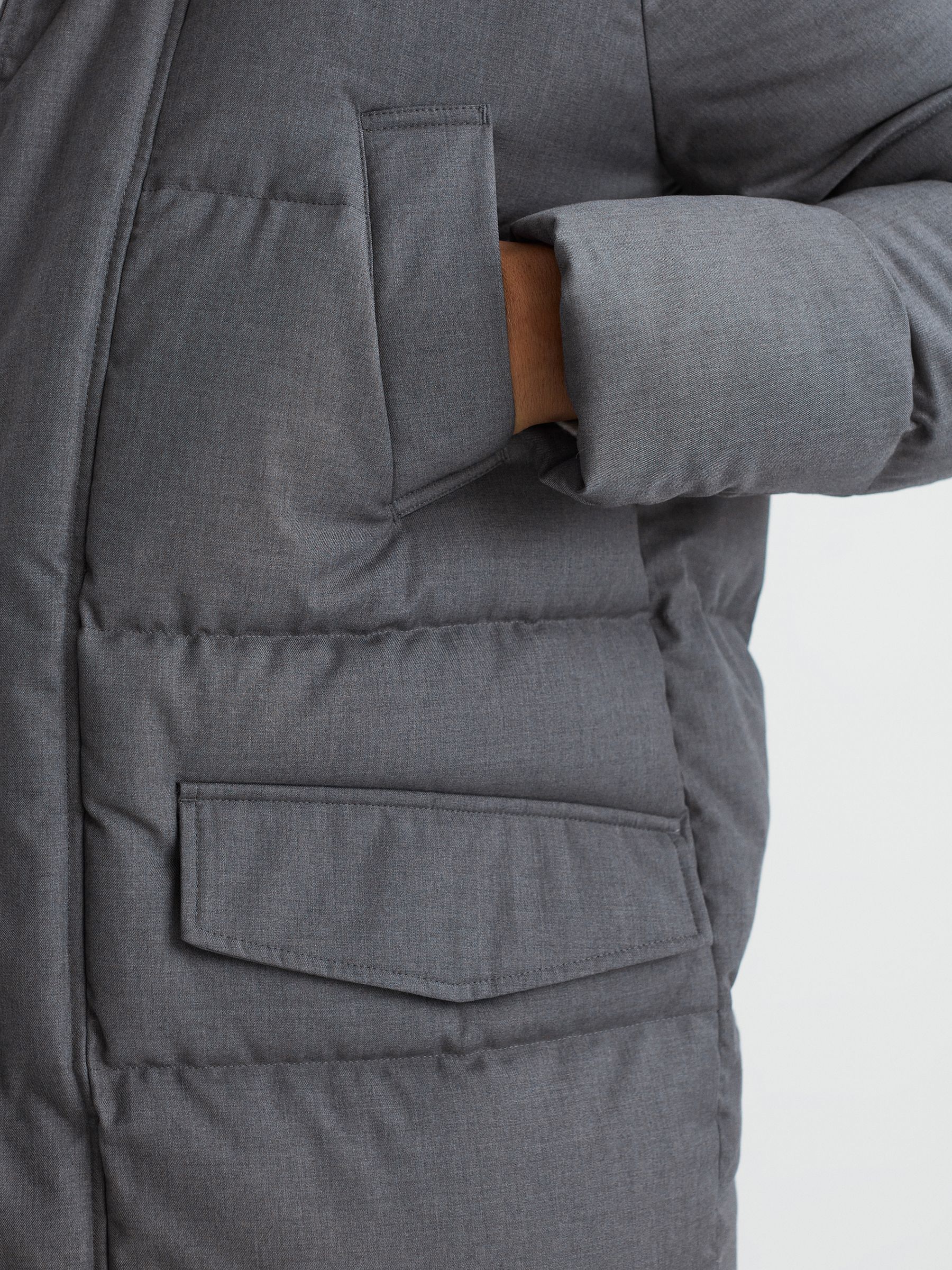 Quilted Hooded Coat in Grey - Image 6 of 7