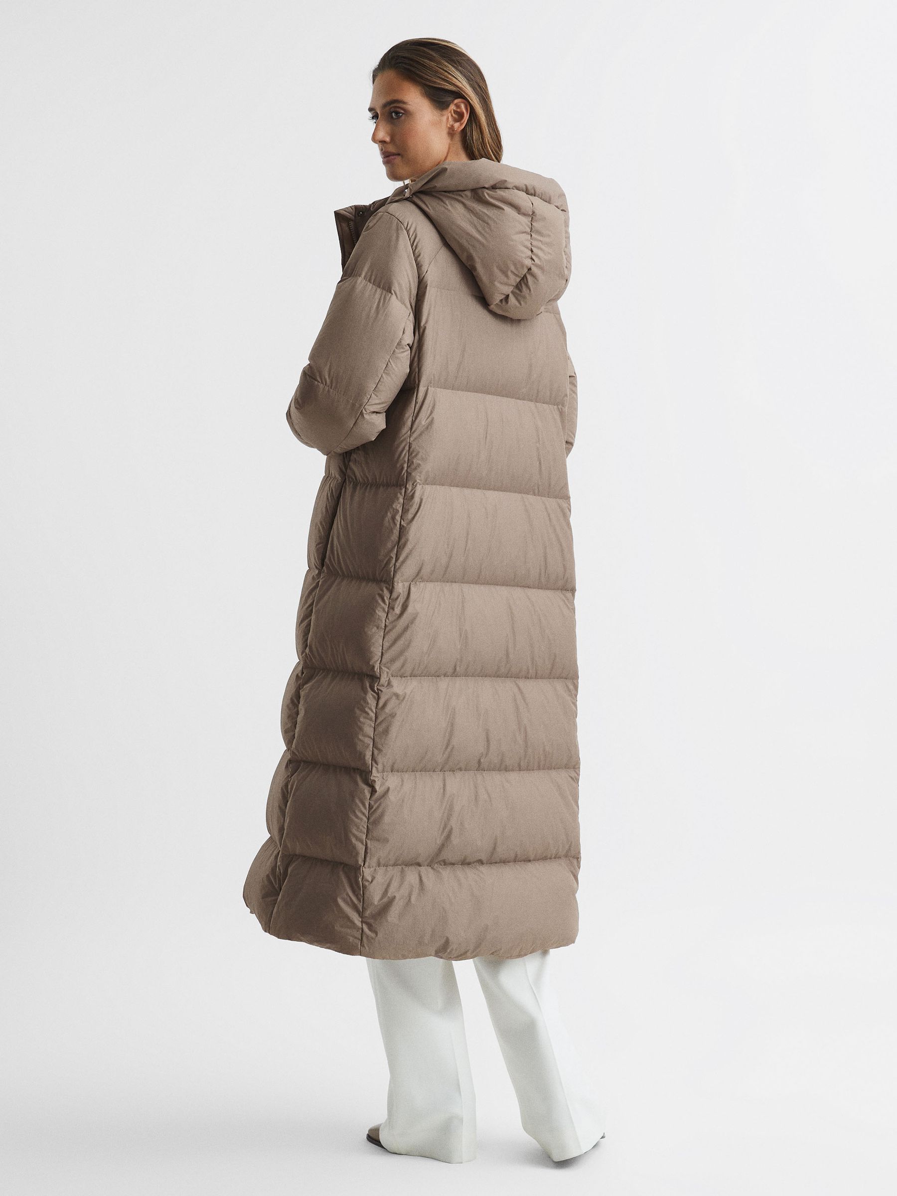 Longline Hooded Puffer Coat in Mink - Image 5 of 8