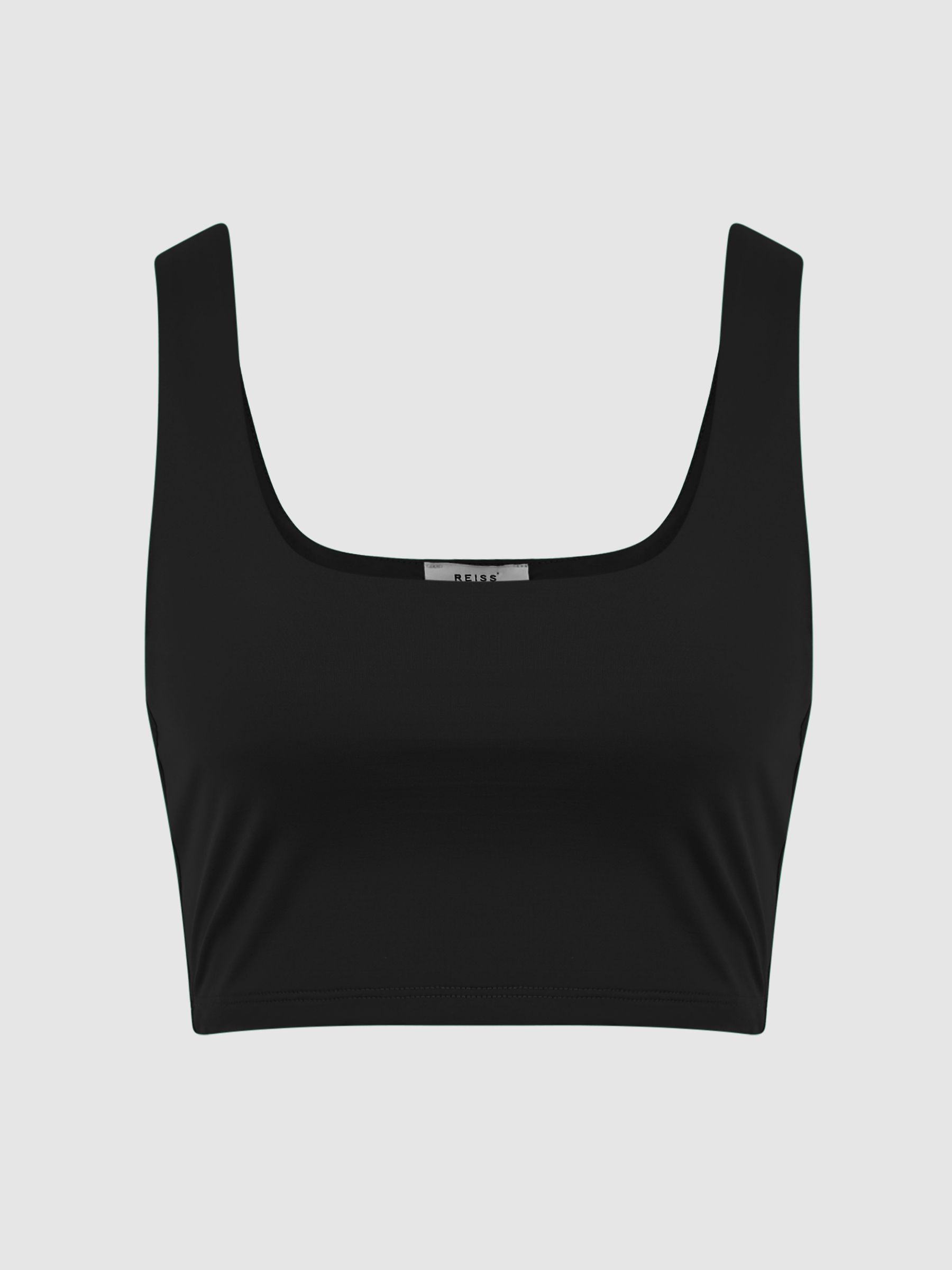 Square Neck Crop Top in Black - Image 2 of 7