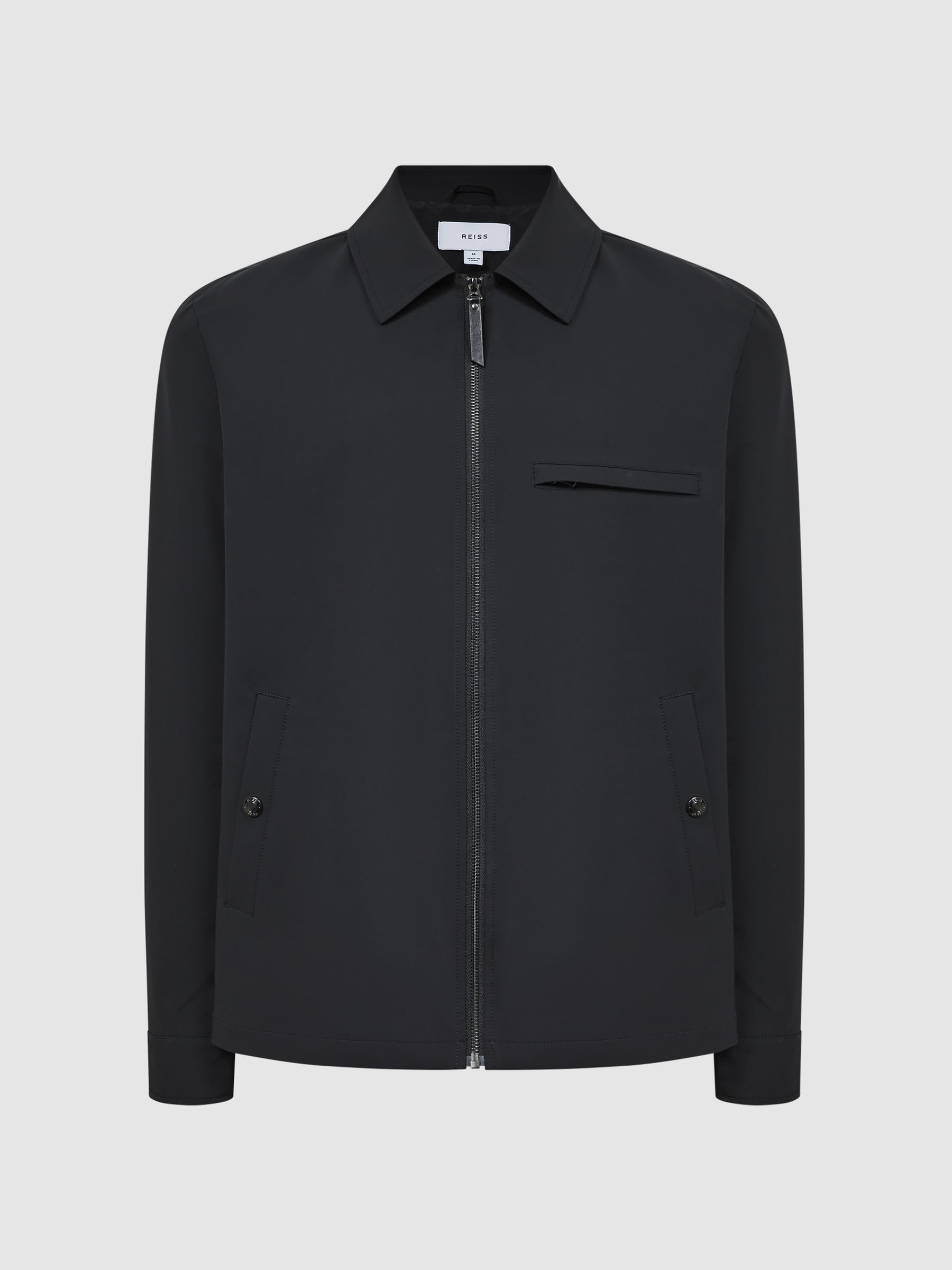 Zip Through Harrington Jacket in Black - Image 2 of 6