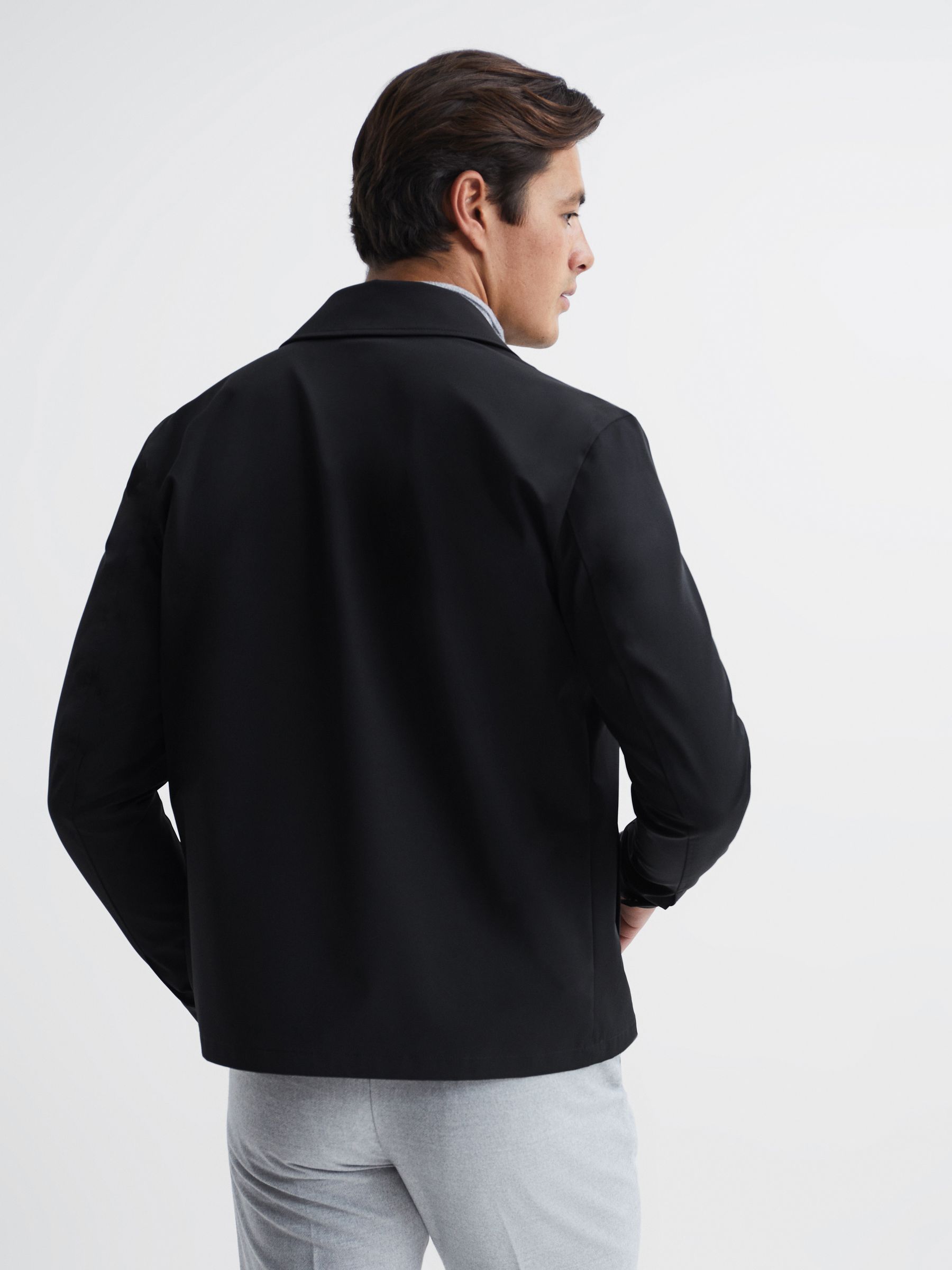 Zip Through Harrington Jacket in Black - Image 6 of 6
