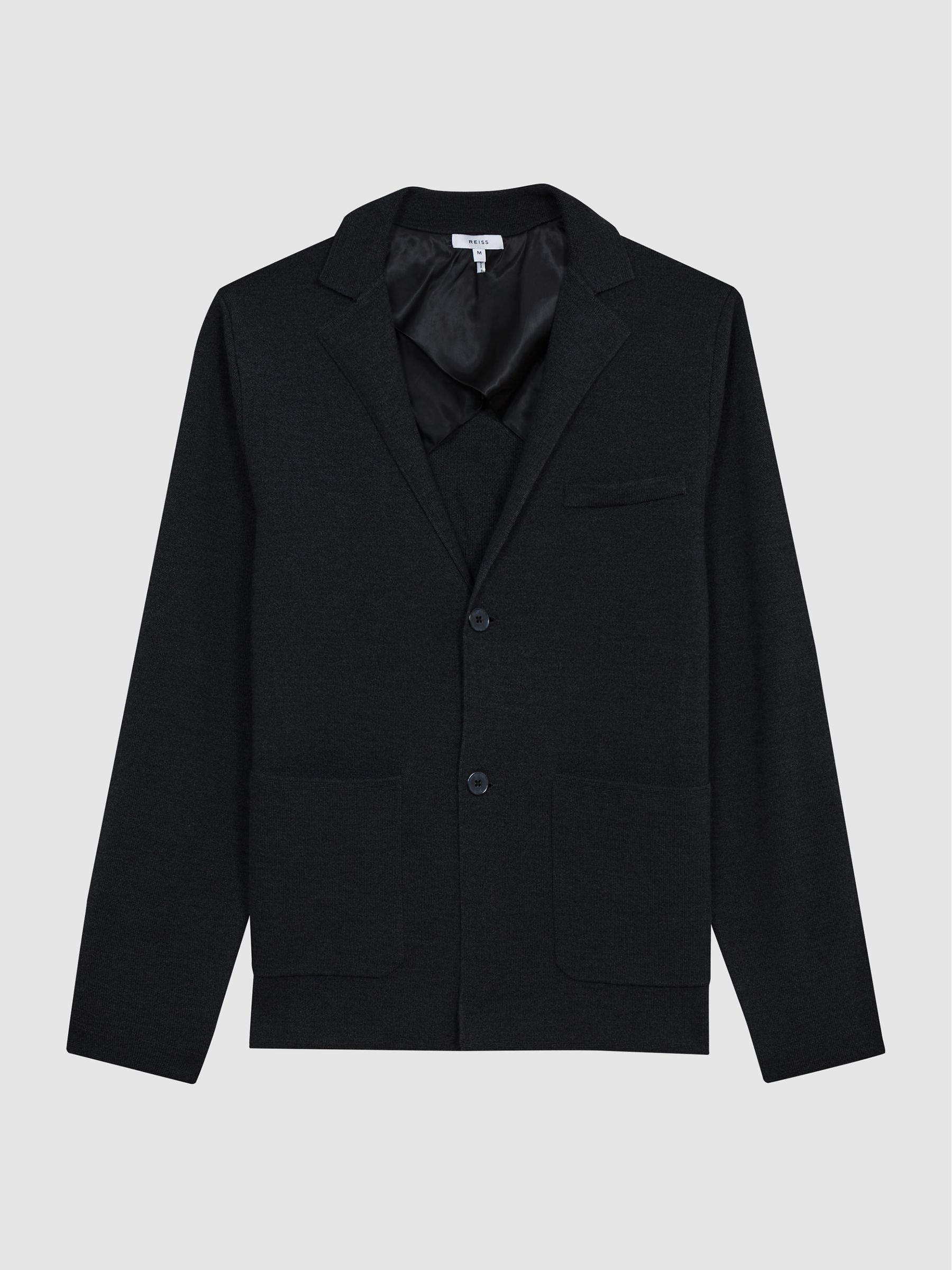 Single Breasted Knitted Blazer in Charcoal Melange - Image 2 of 7 Single Breasted Knitted Blazer in Charcoal Melange - Image 2 of 7