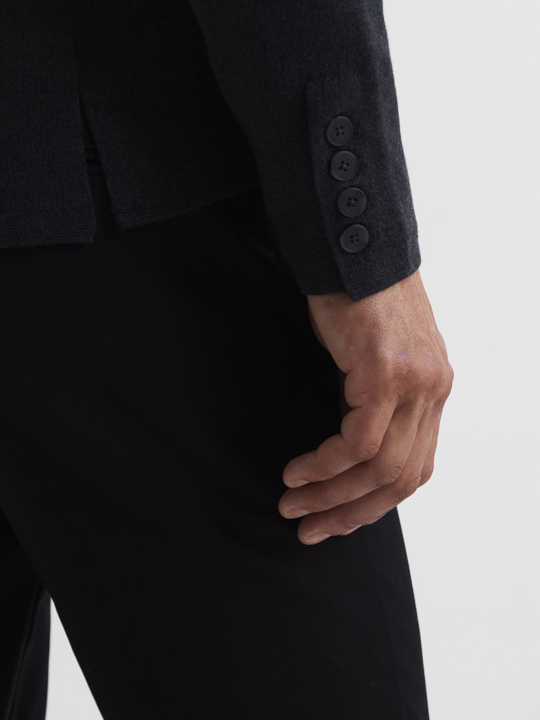 Single Breasted Knitted Blazer in Charcoal Melange - Image 7 of 7