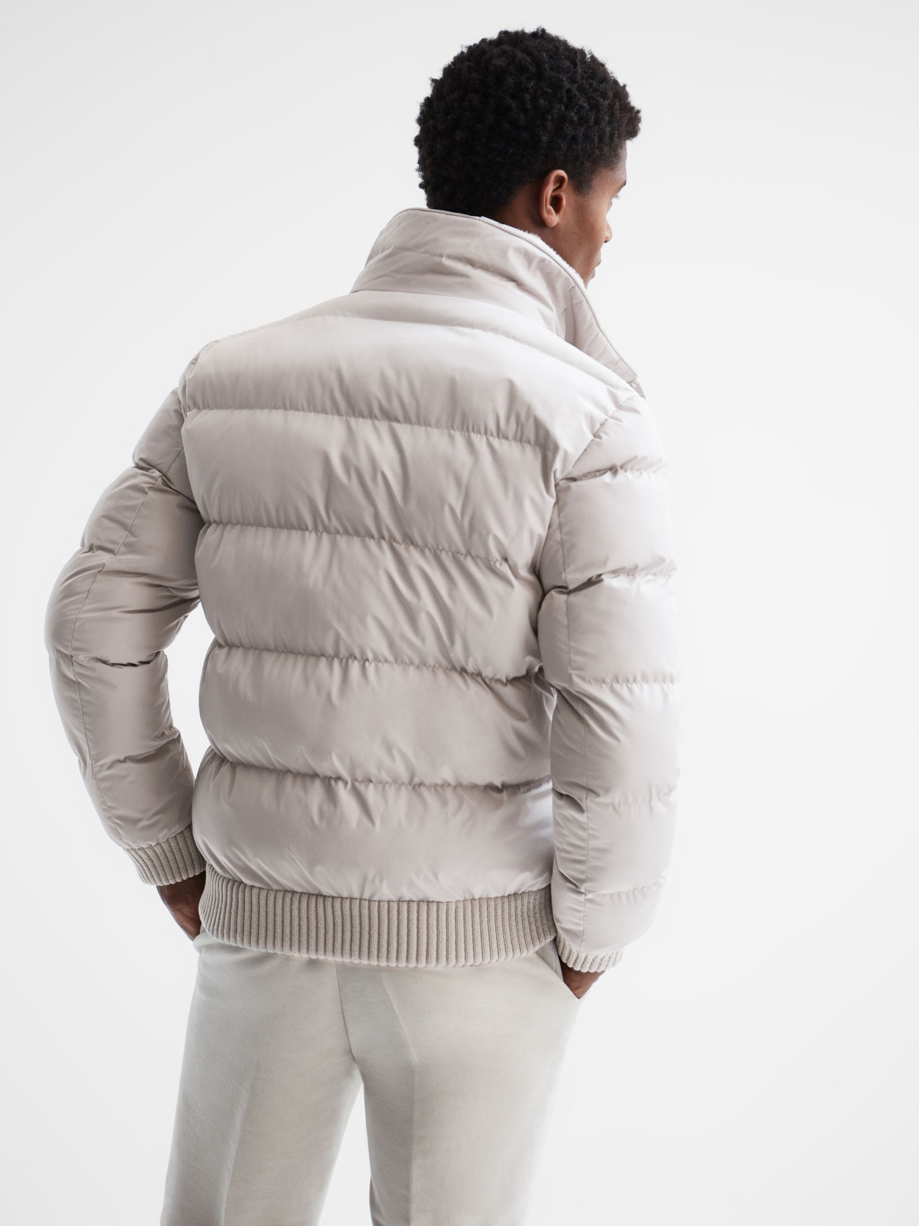 Faux Fur Trim Puffer Jacket in Stone - Image 5 of 6