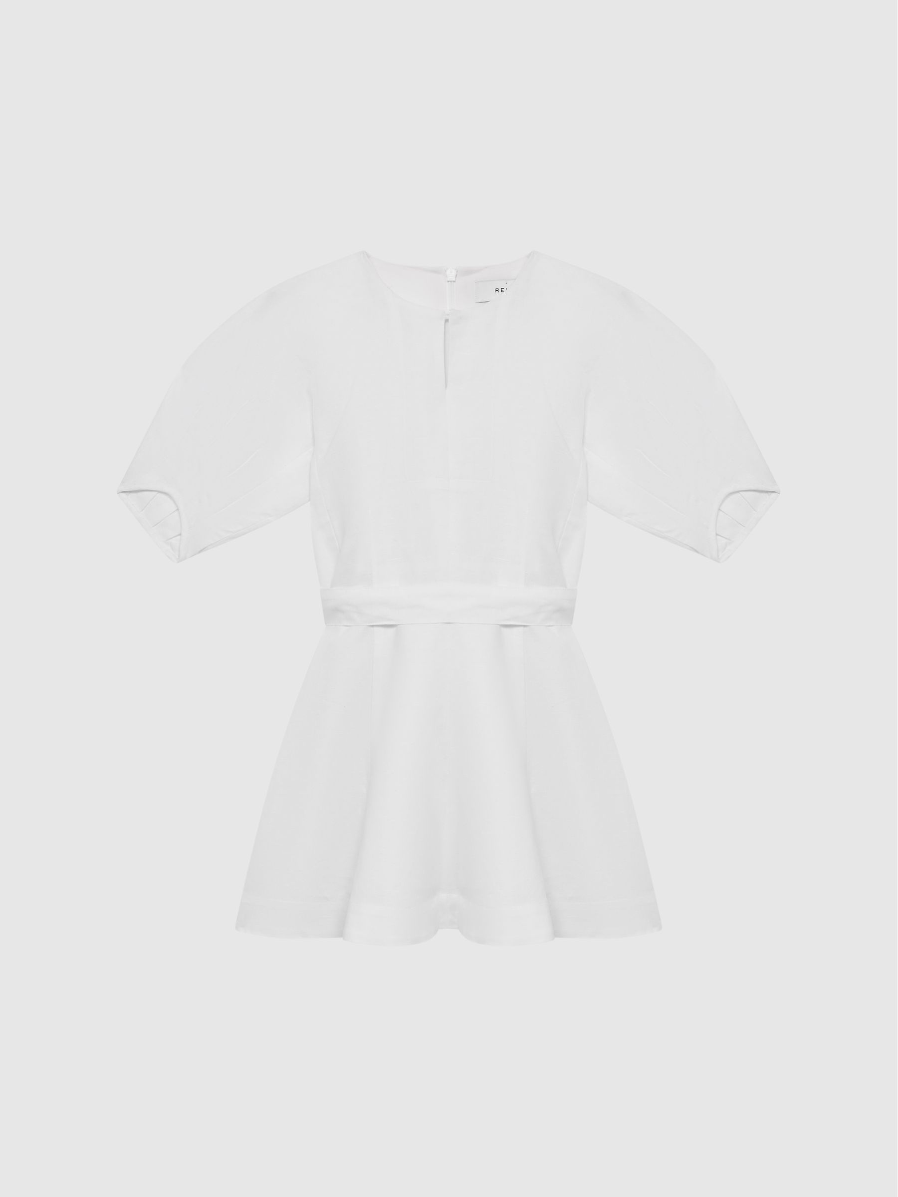 9-12 yrs Heart Print Linen Mini Dress in Ivory - Image 2 of 7