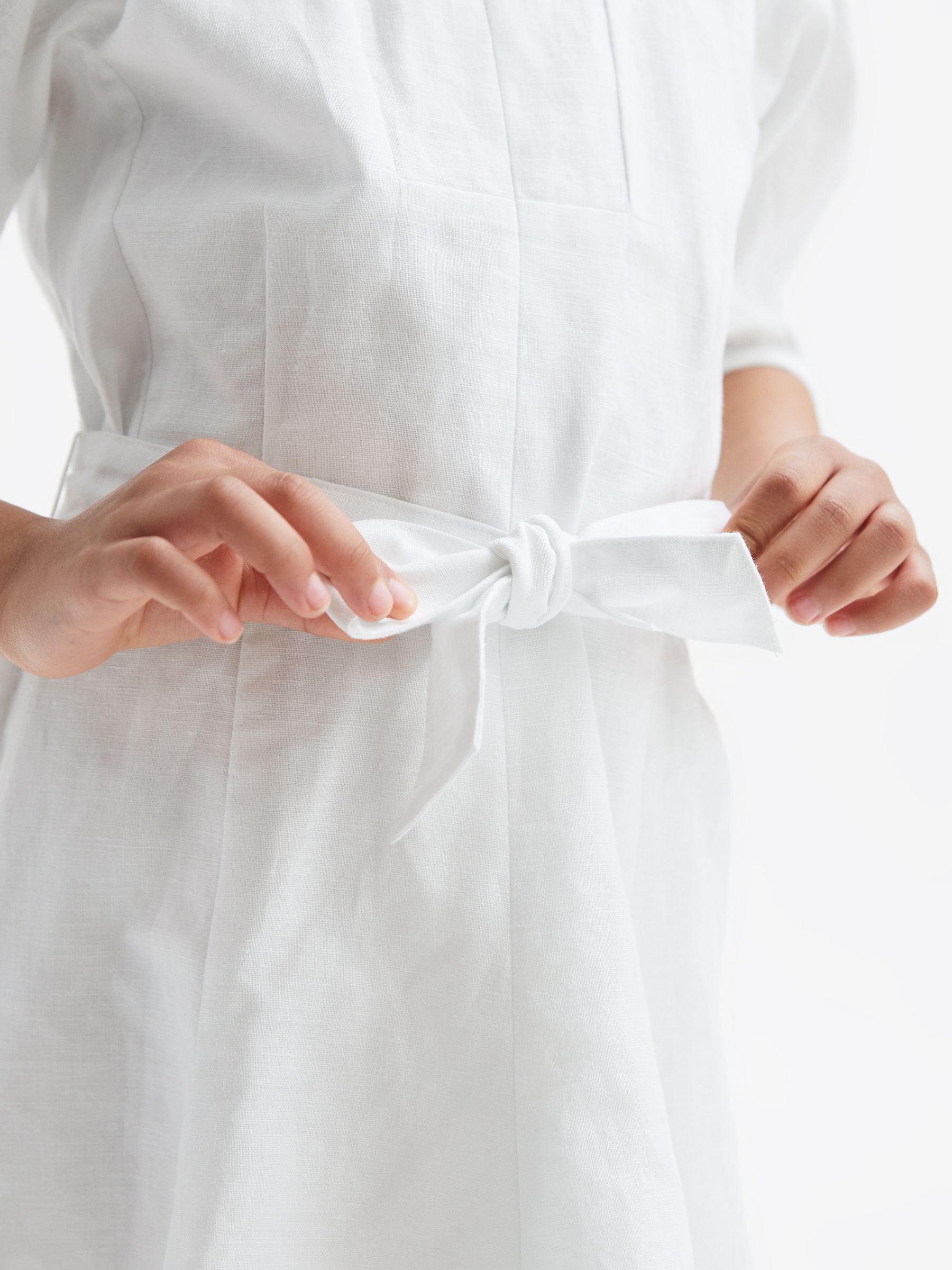 9-12 yrs Heart Print Linen Mini Dress in Ivory - Image 6 of 7