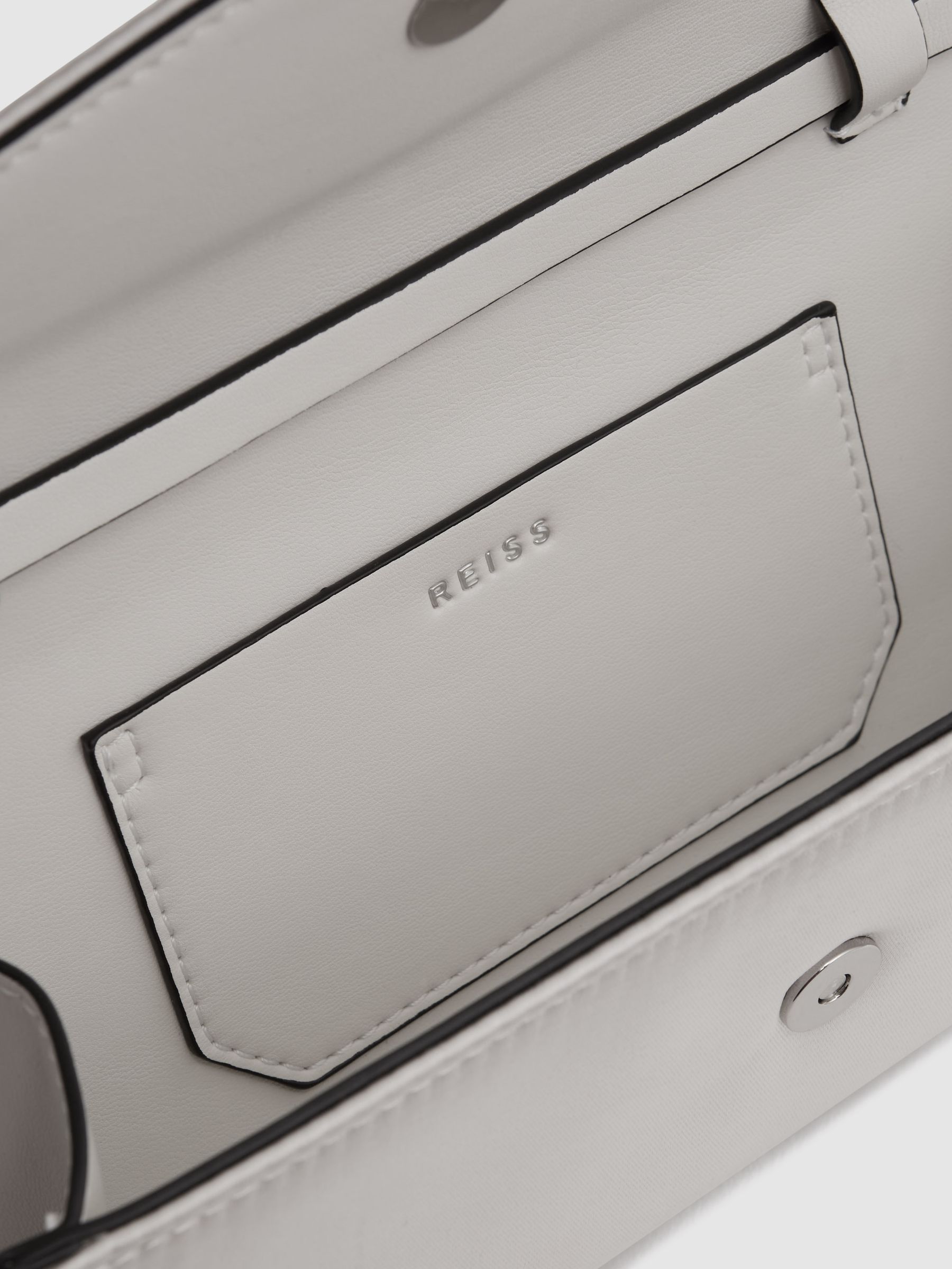 Diamanté Buckle Satin Clutch in Off White - Image 4 of 6