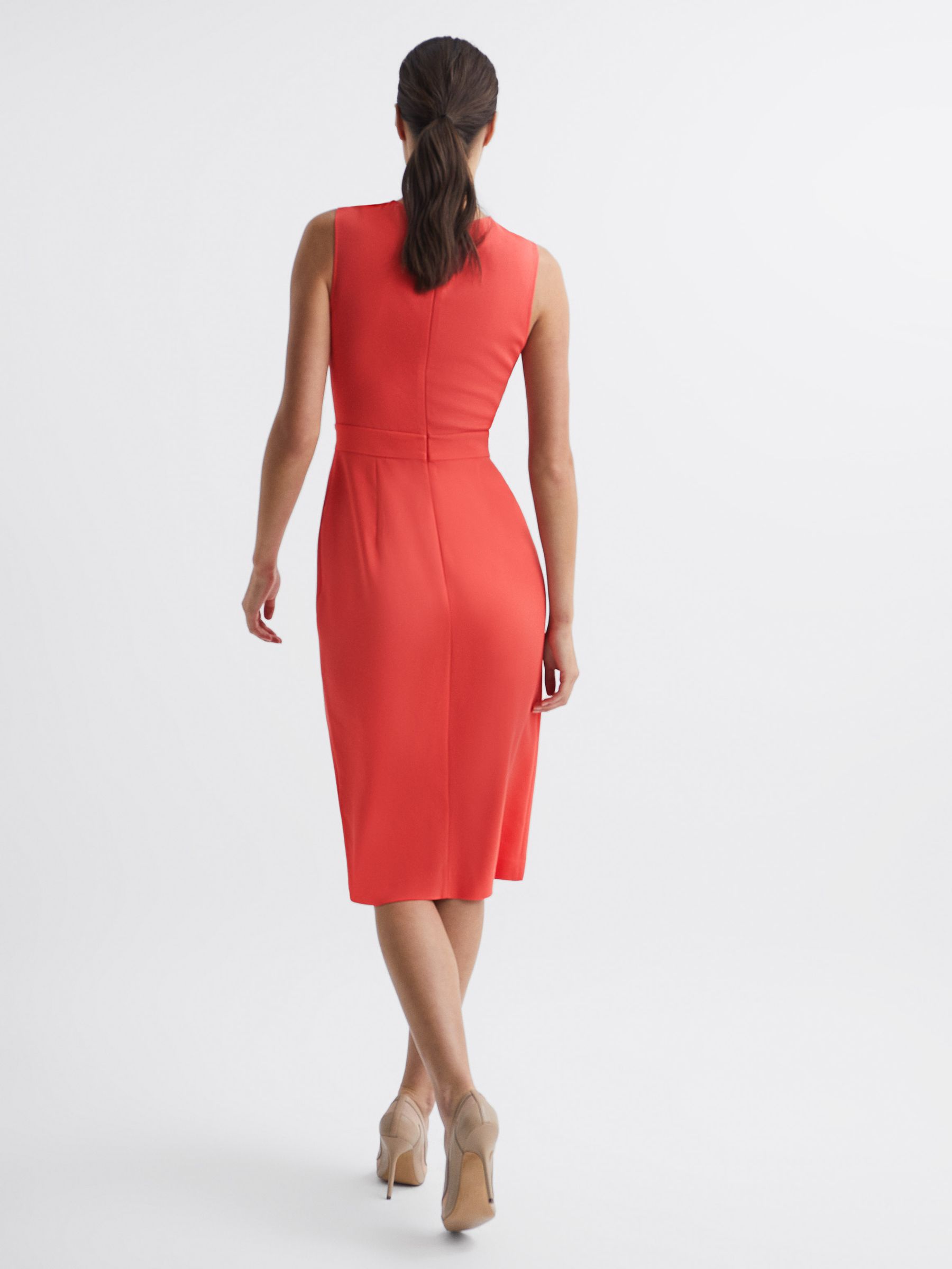 Sleeveless Bodycon Dress in Coral - Image 5 of 5