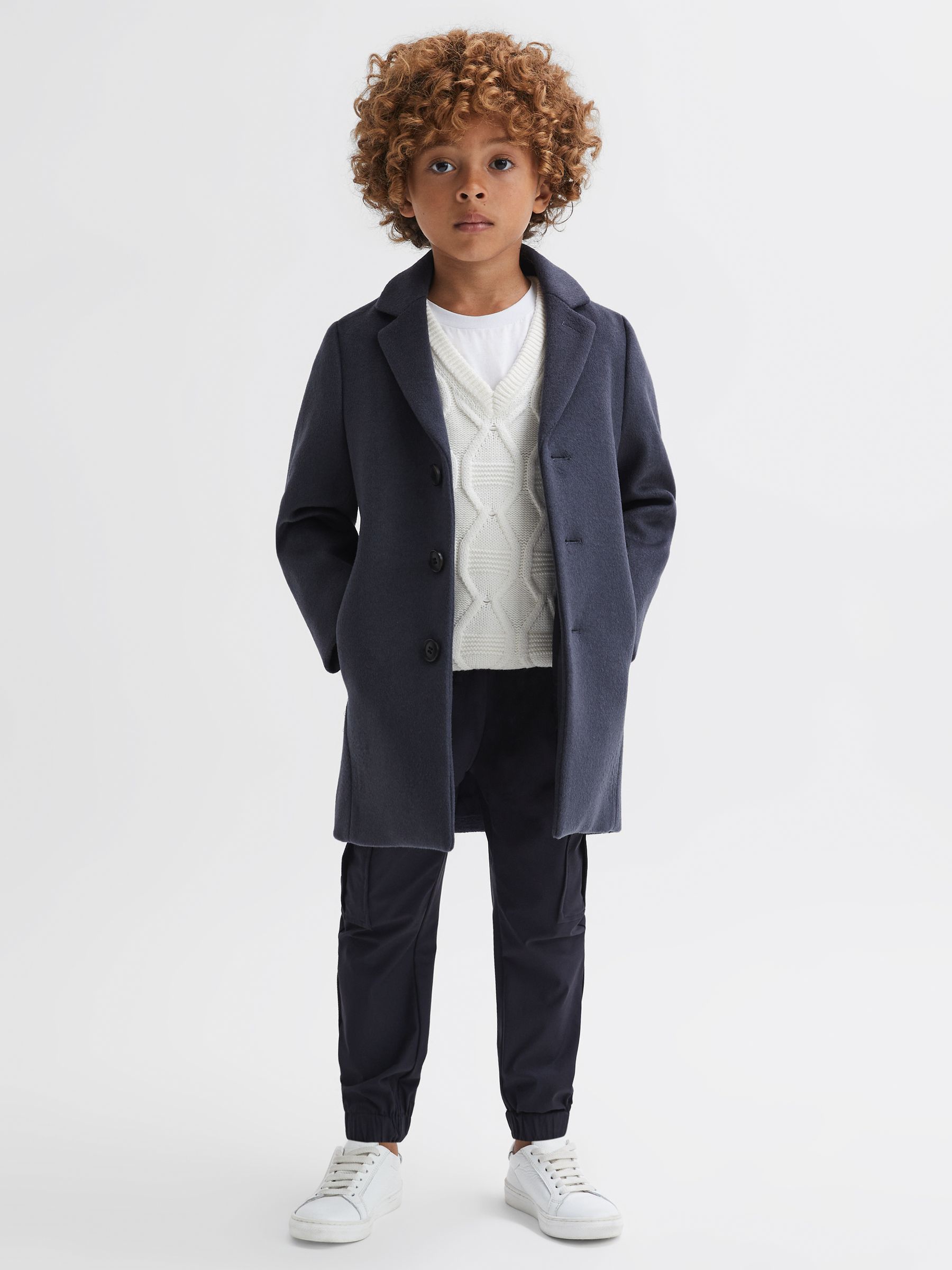 3-9 yrs Single Breasted Epsom Overcoat in Airforce Blue - Image 3 of 6