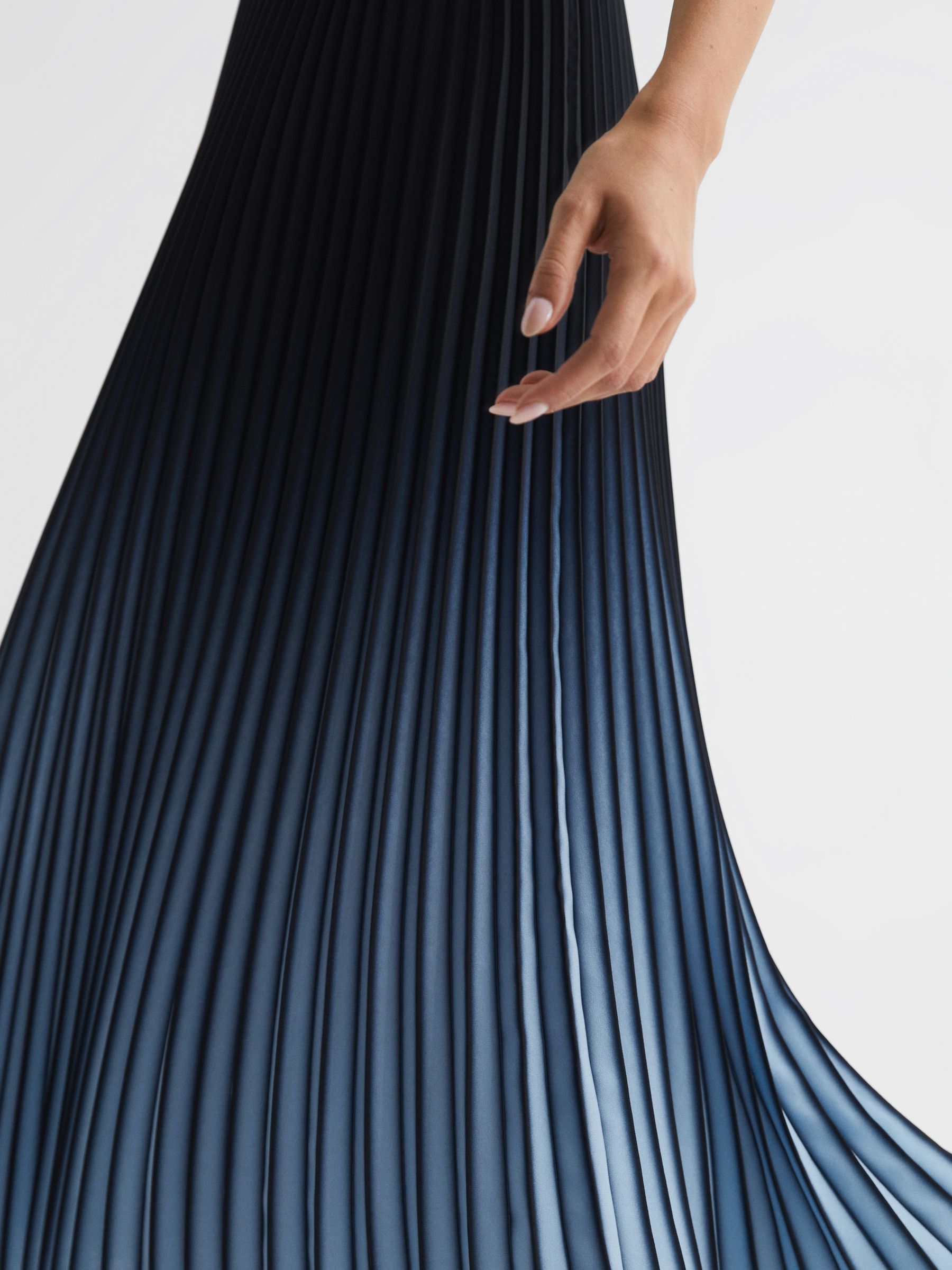 Ombre Pleated Midi Skirt in Bright Blue - Image 4 of 6