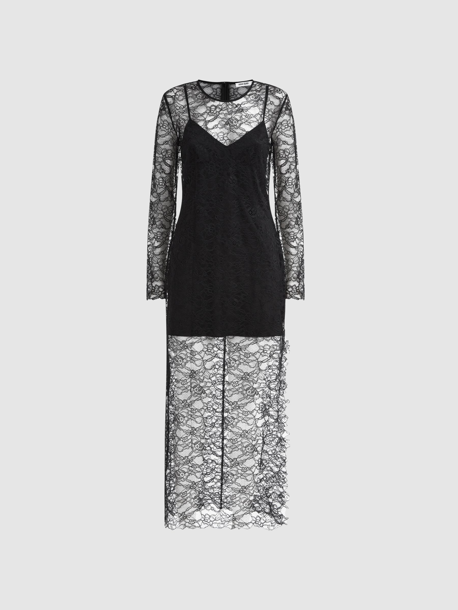 Anna Quan Lace Maxi Dress in Black - Image 2 of 6