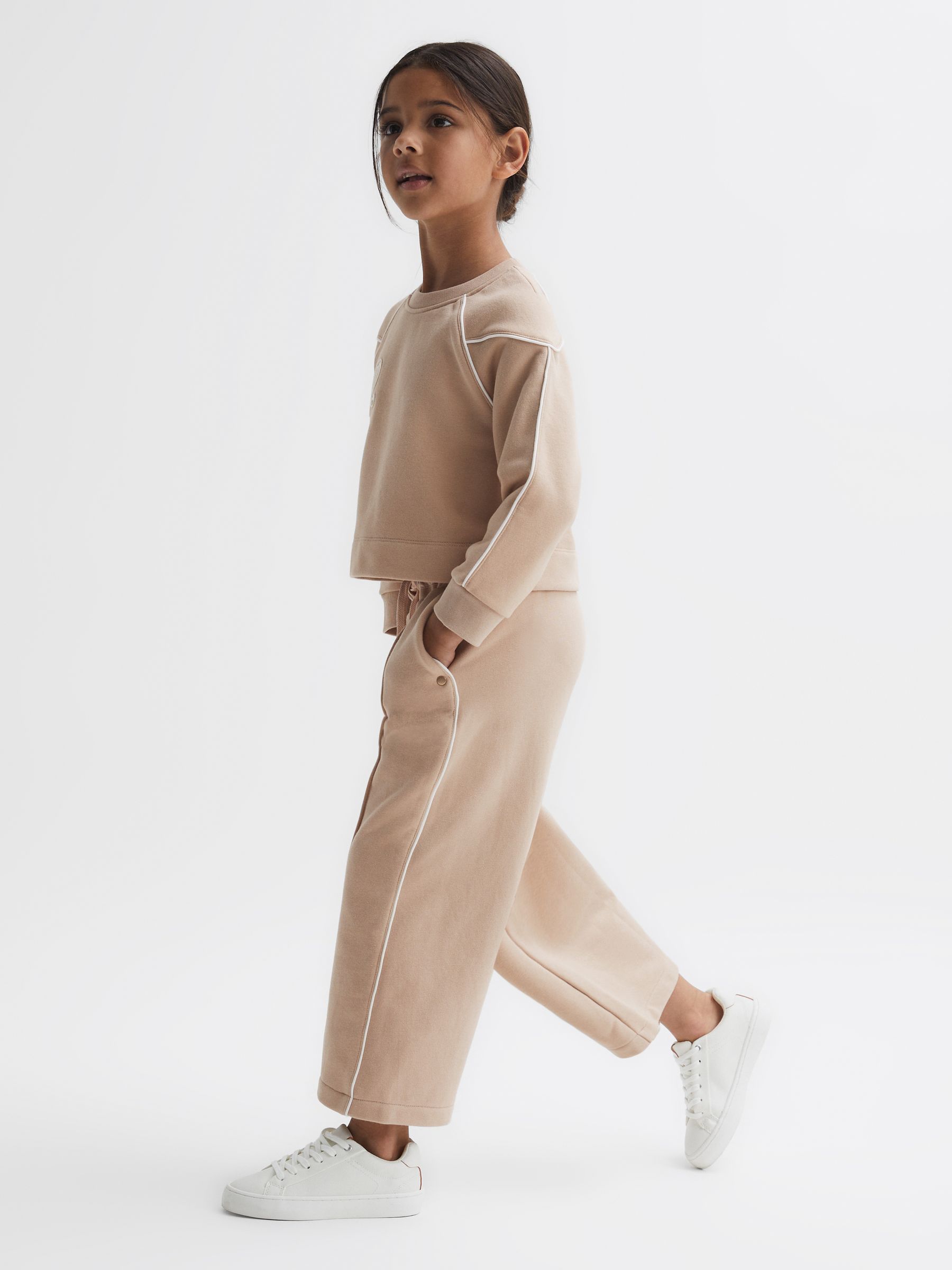 Junior Drawstring Stripe Joggers in Camel - Image 1 of 6