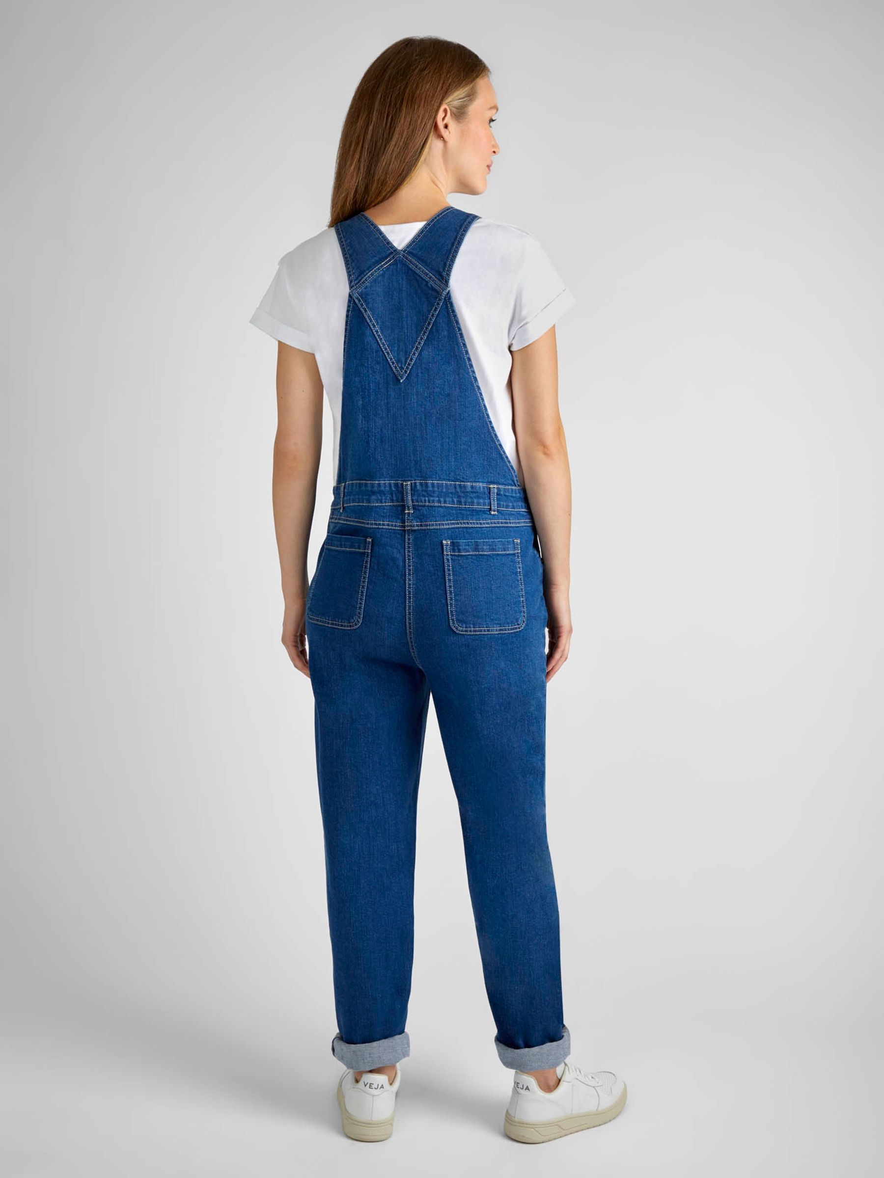 Mid Wash Boyfriend Maternity Denim Dungarees - Image 2 of 6