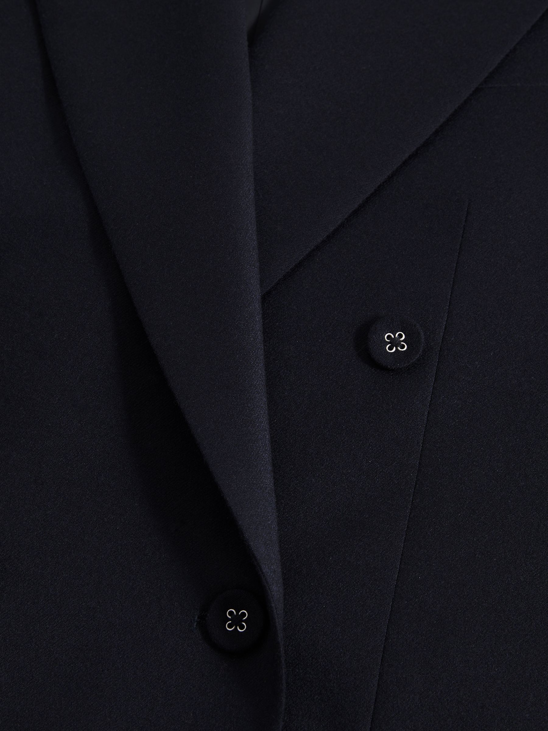 Belford Navy Double Breasted Wool Blend Slim Fit Blazer - Image 10 of 11