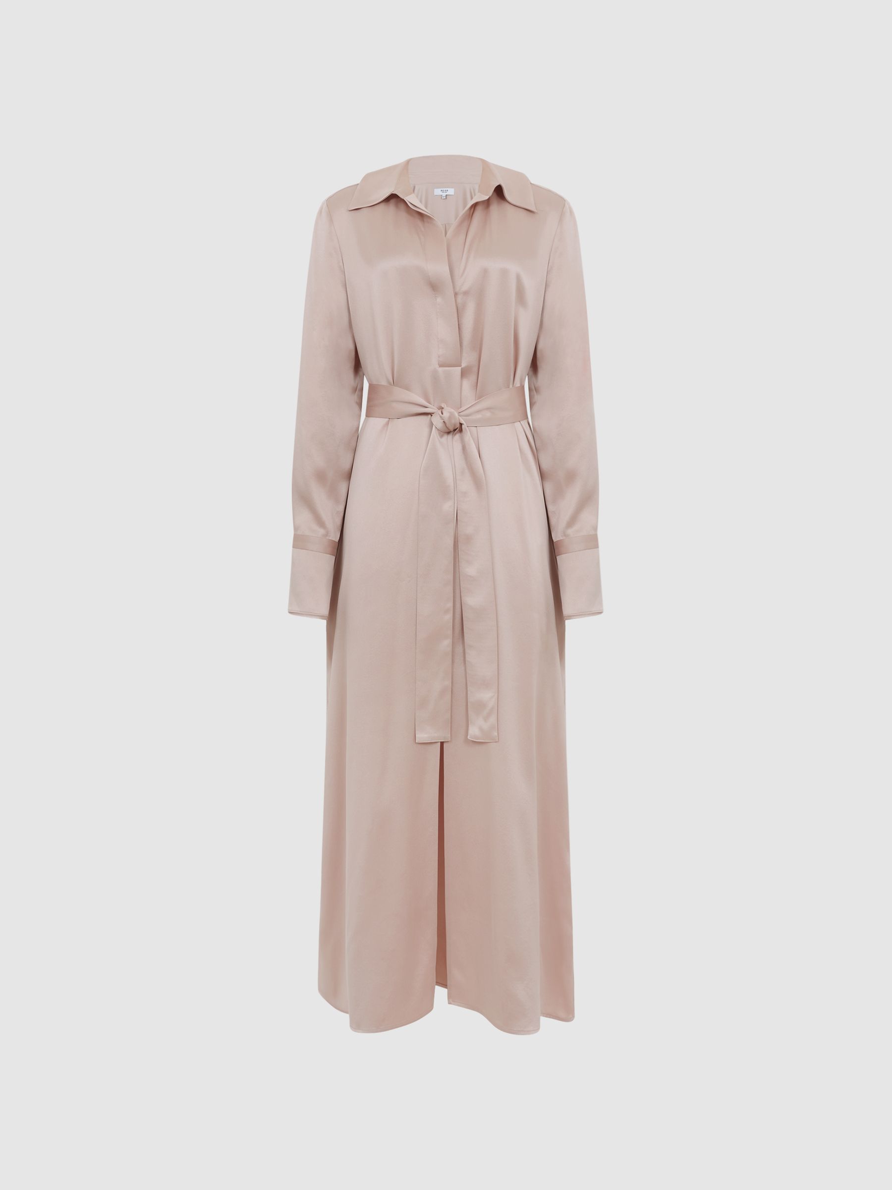 Silk Shirt Dress in Nude - Image 2 of 7