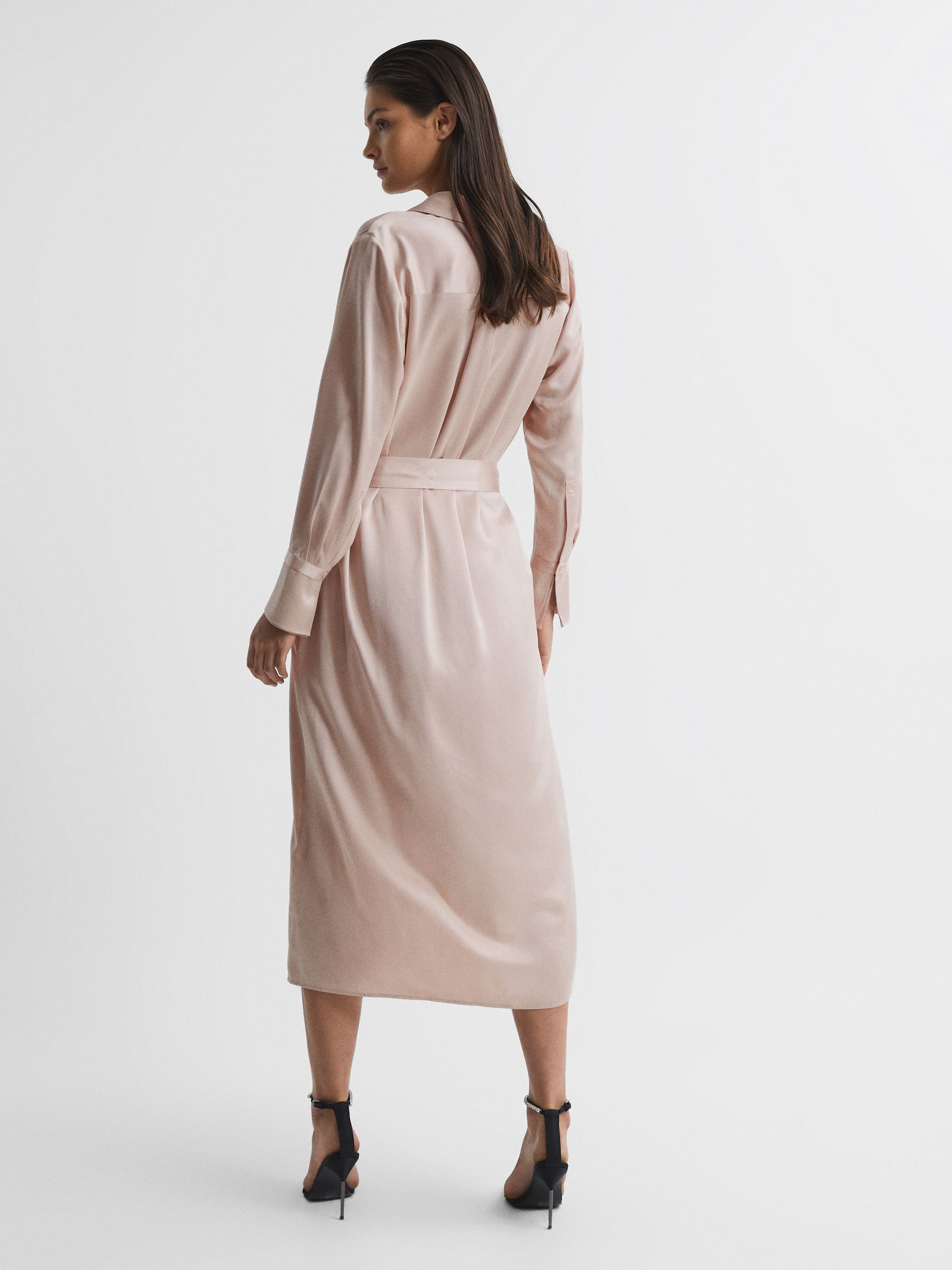 reiss nico silk shirt dress Reiss Silk Shirt Dress in Nude