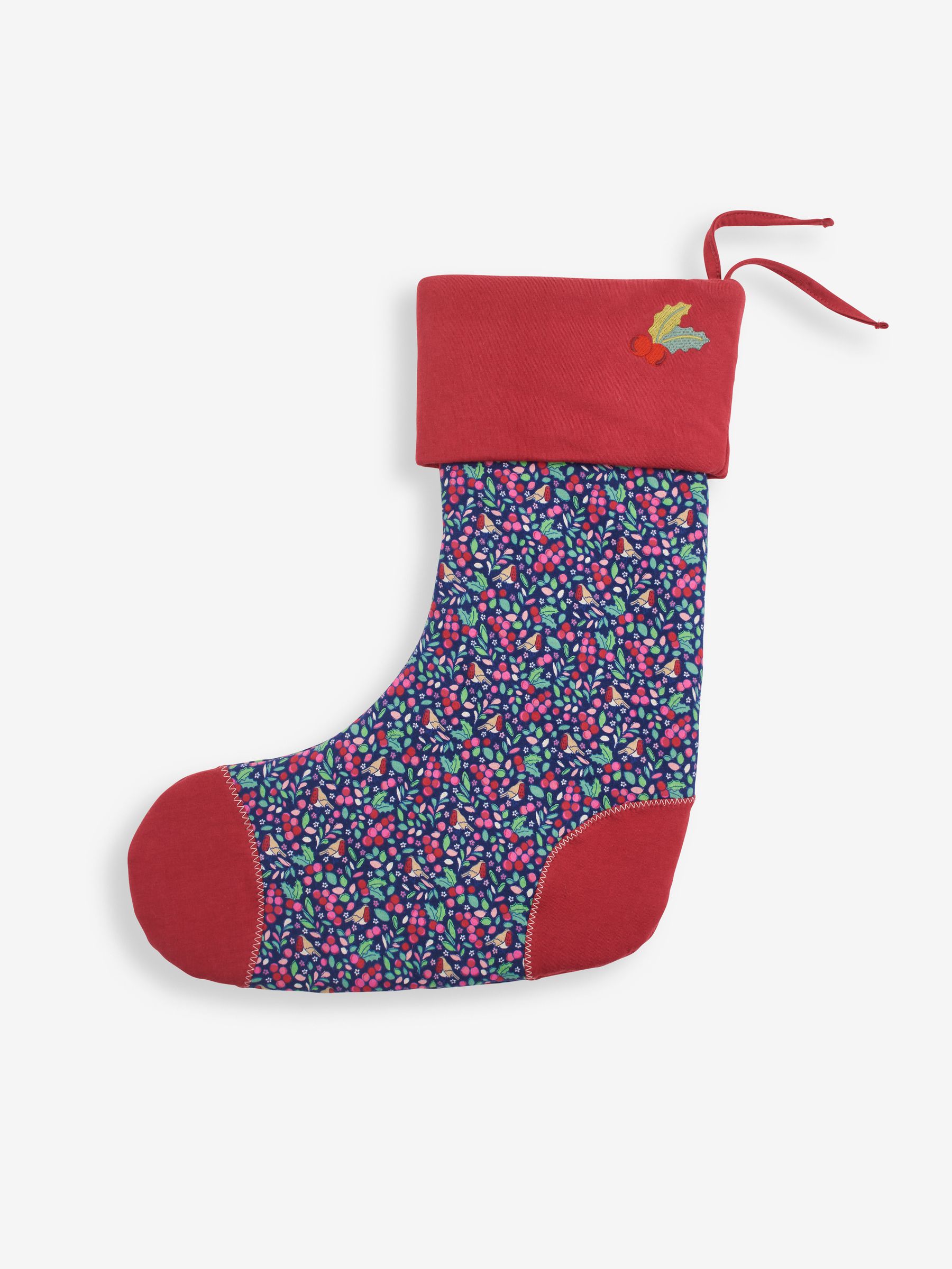 Printed Robin Stocking in Berry - Image 1 of 5