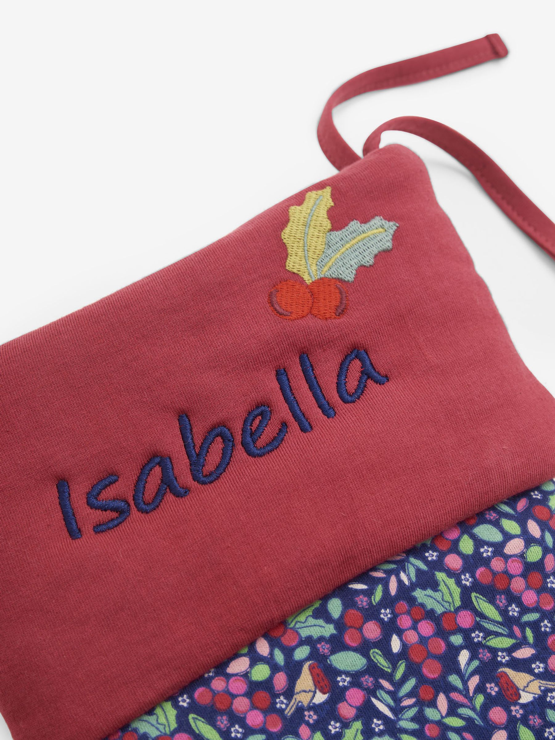 Printed Robin Stocking in Berry - Image 2 of 5