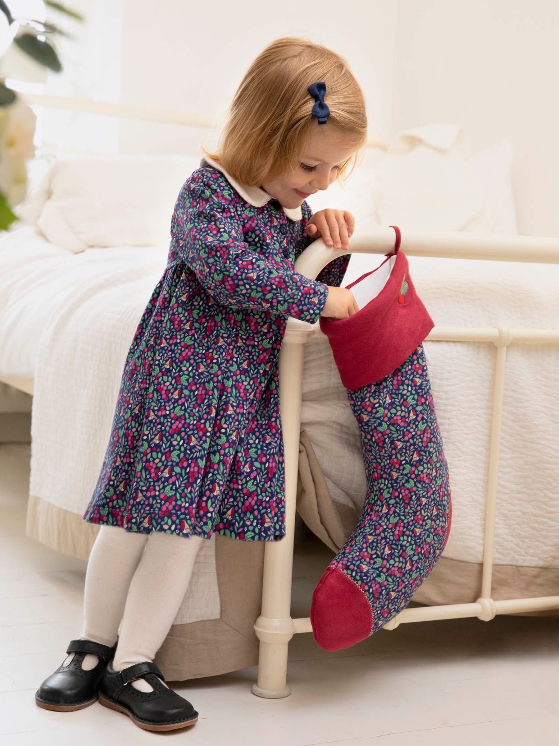 Printed Robin Stocking in Berry - Image 4 of 5
