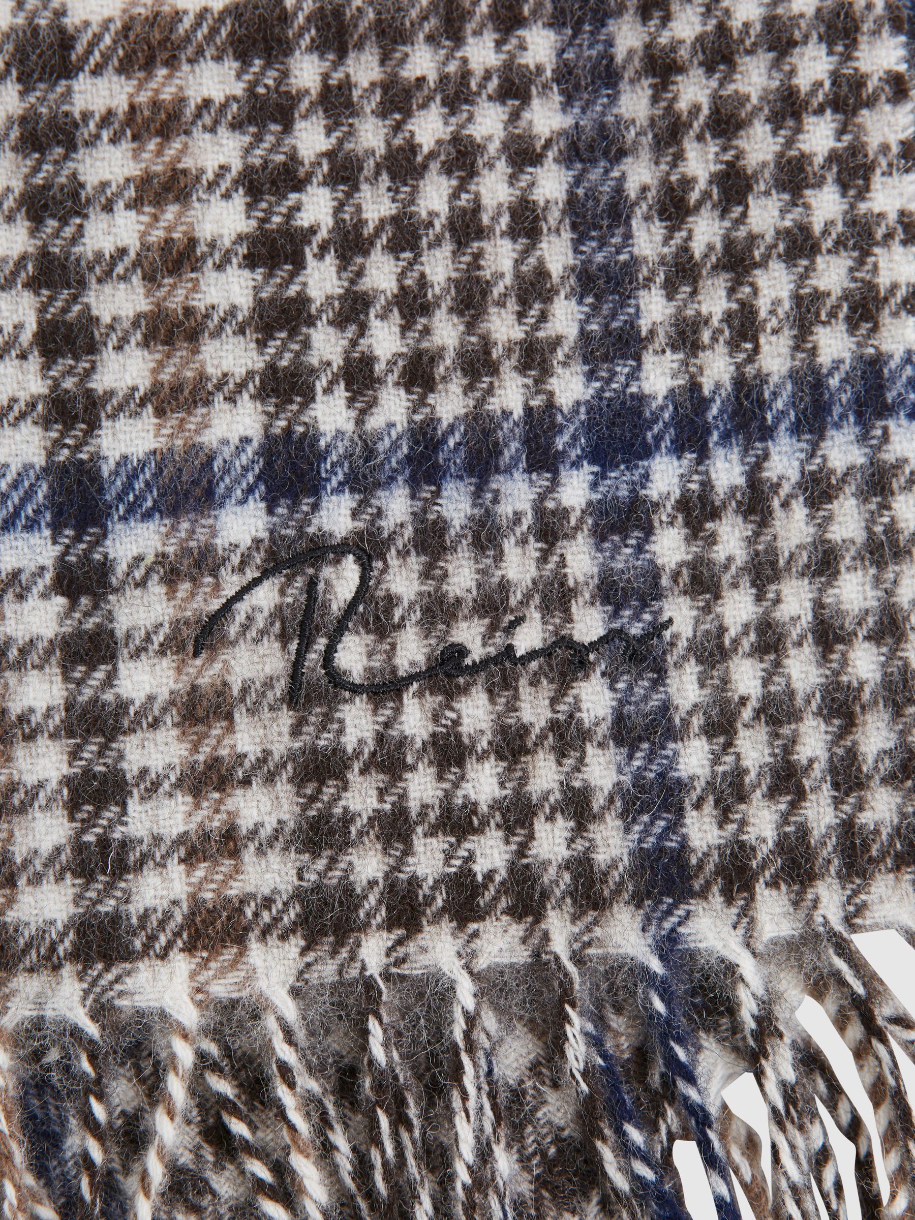 Wool and Cashmere Blend Check Scarf in Monochrome - Image 4 of 4