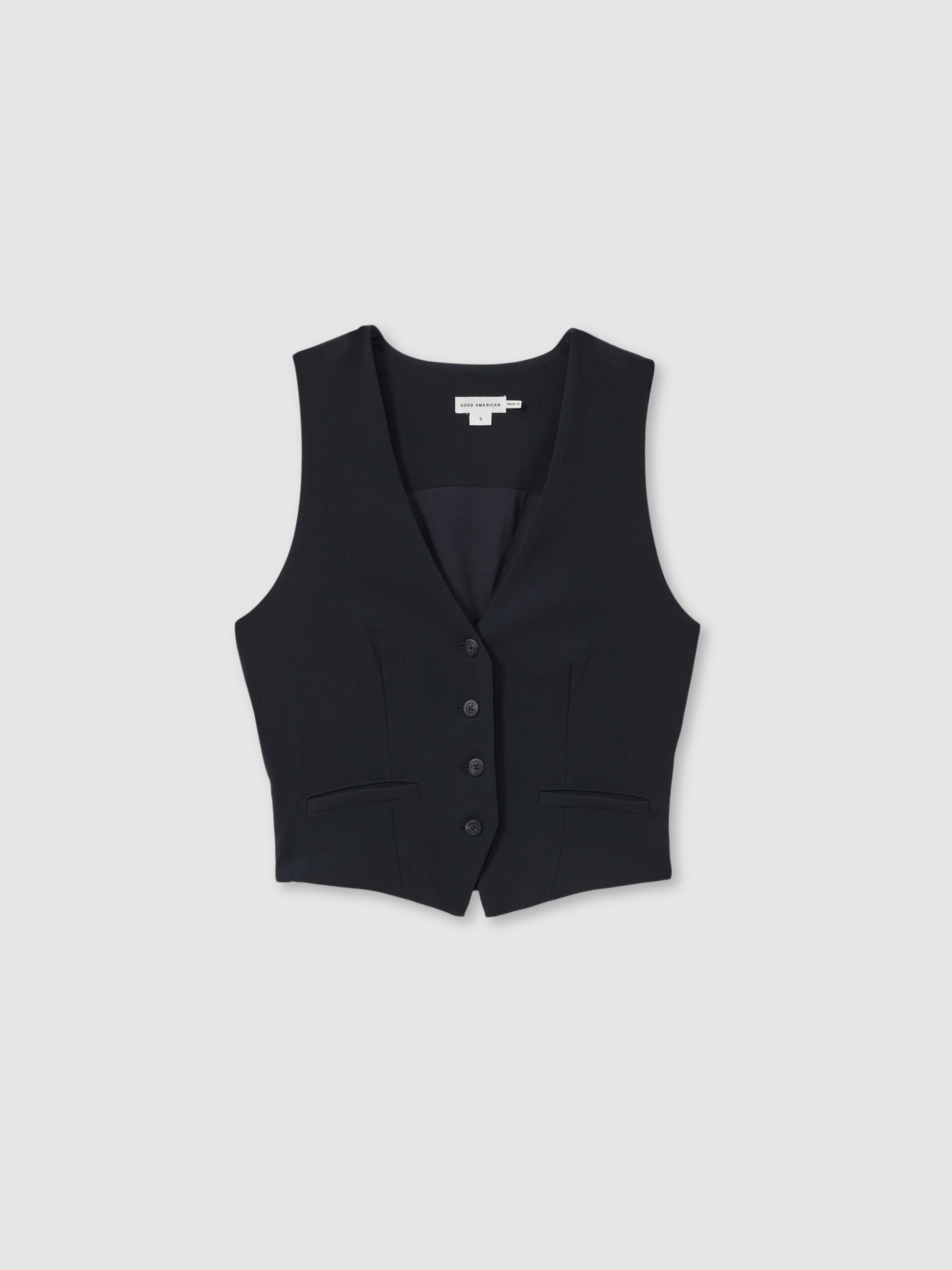 Good American Single Breasted Waistcoat in Navy - Image 2 of 5