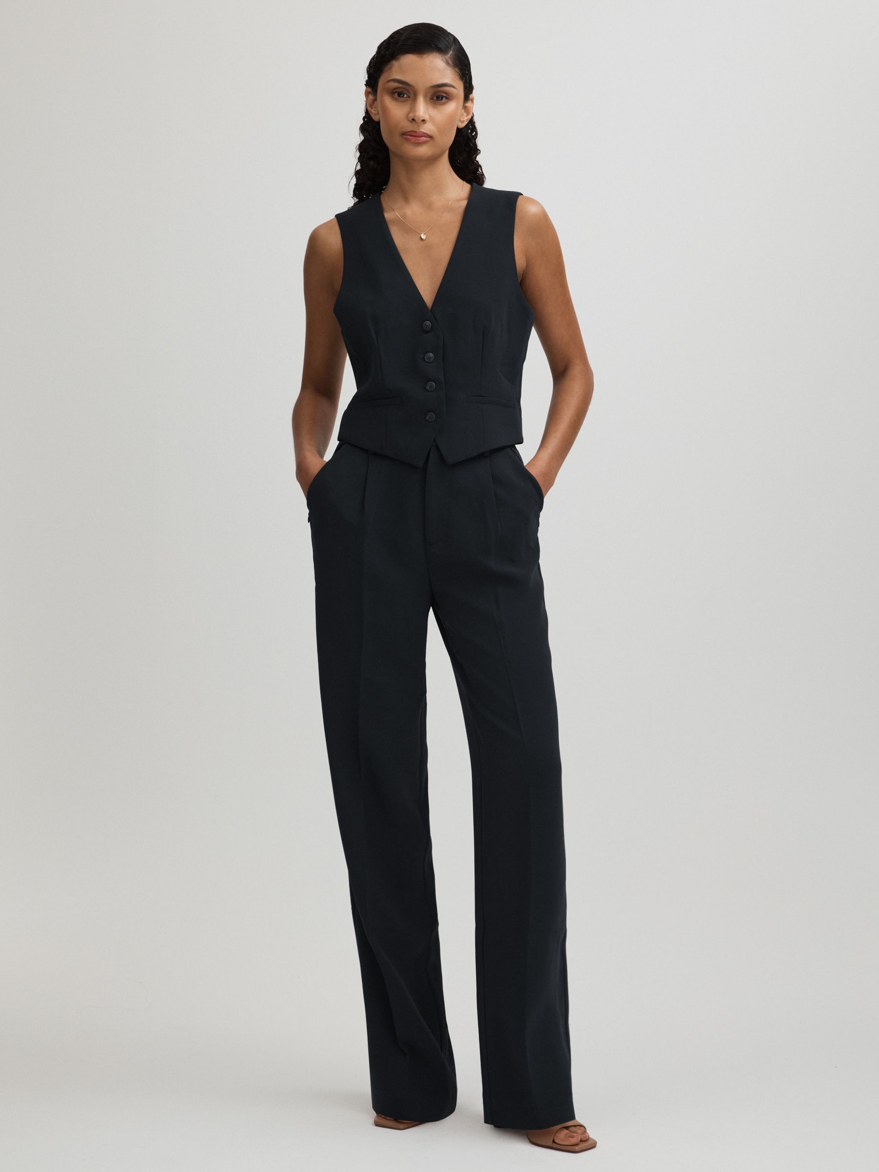 Good American Single Breasted Waistcoat in Navy - Image 3 of 5