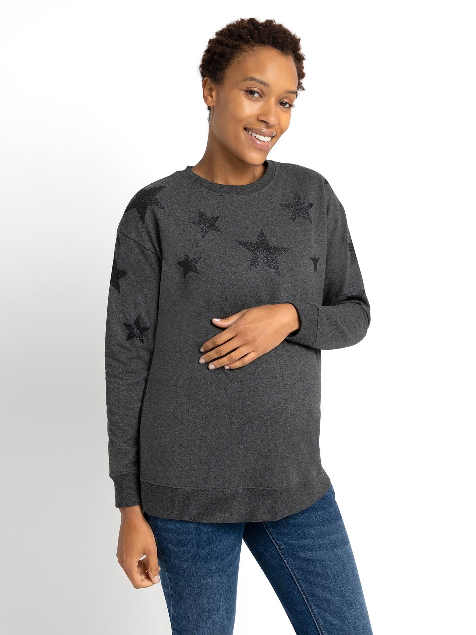 Charcoal Star Maternity & Nursing Sweatshirt - Image 1 of 5
