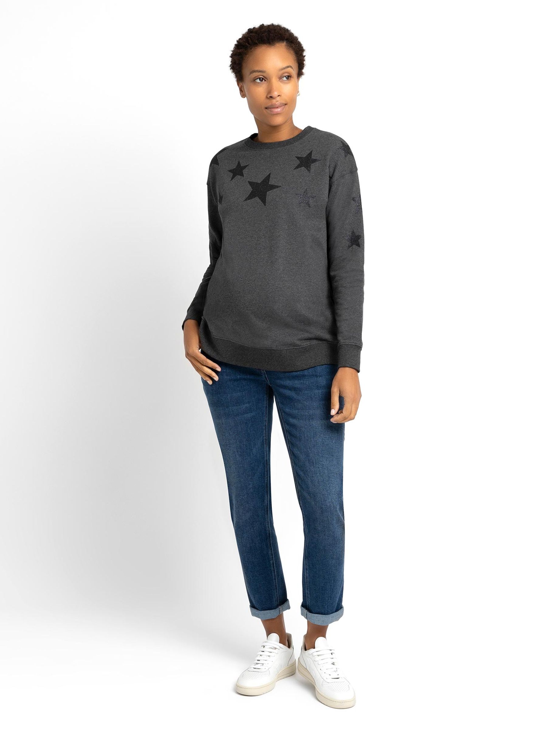 Charcoal Star Maternity & Nursing Sweatshirt - Image 2 of 5