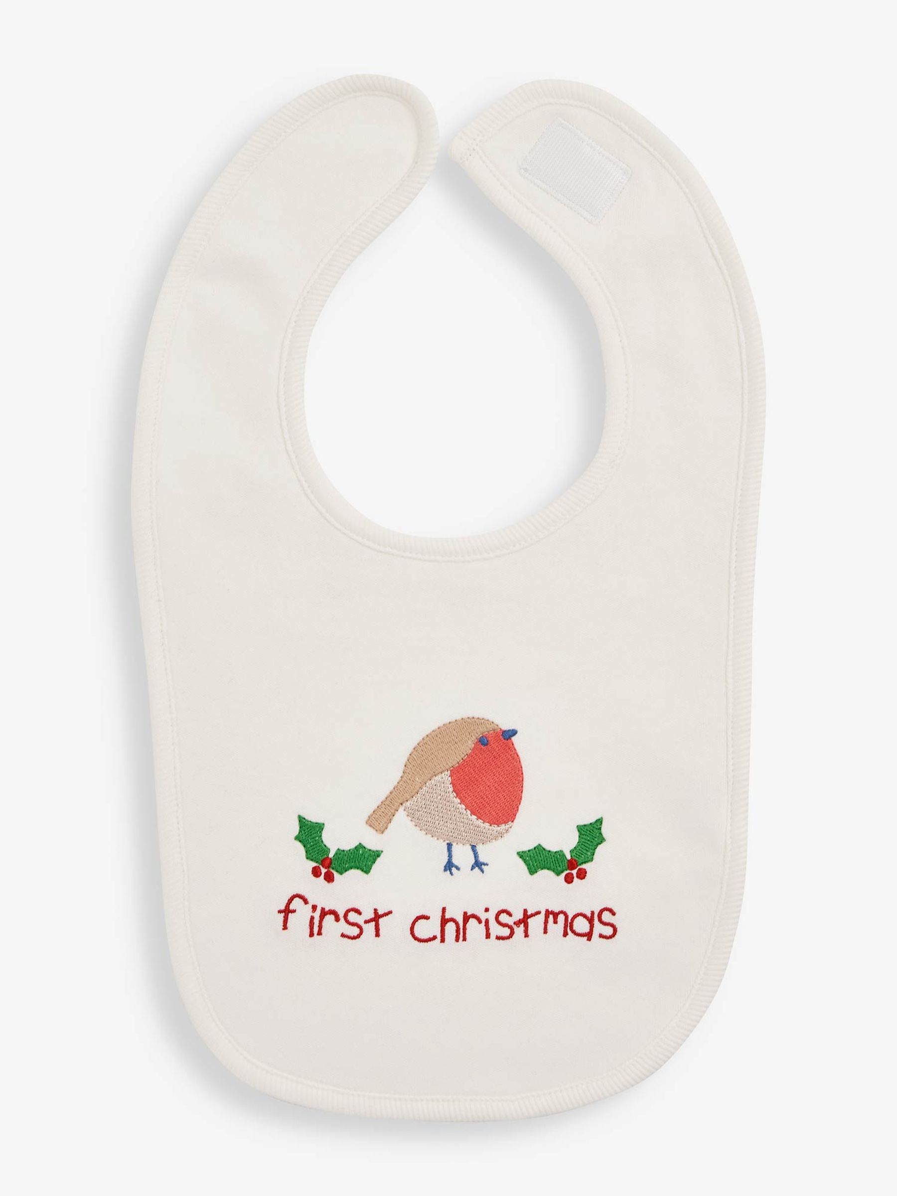 My First Christmas Robin Bib in Cream - Image 4 of 4