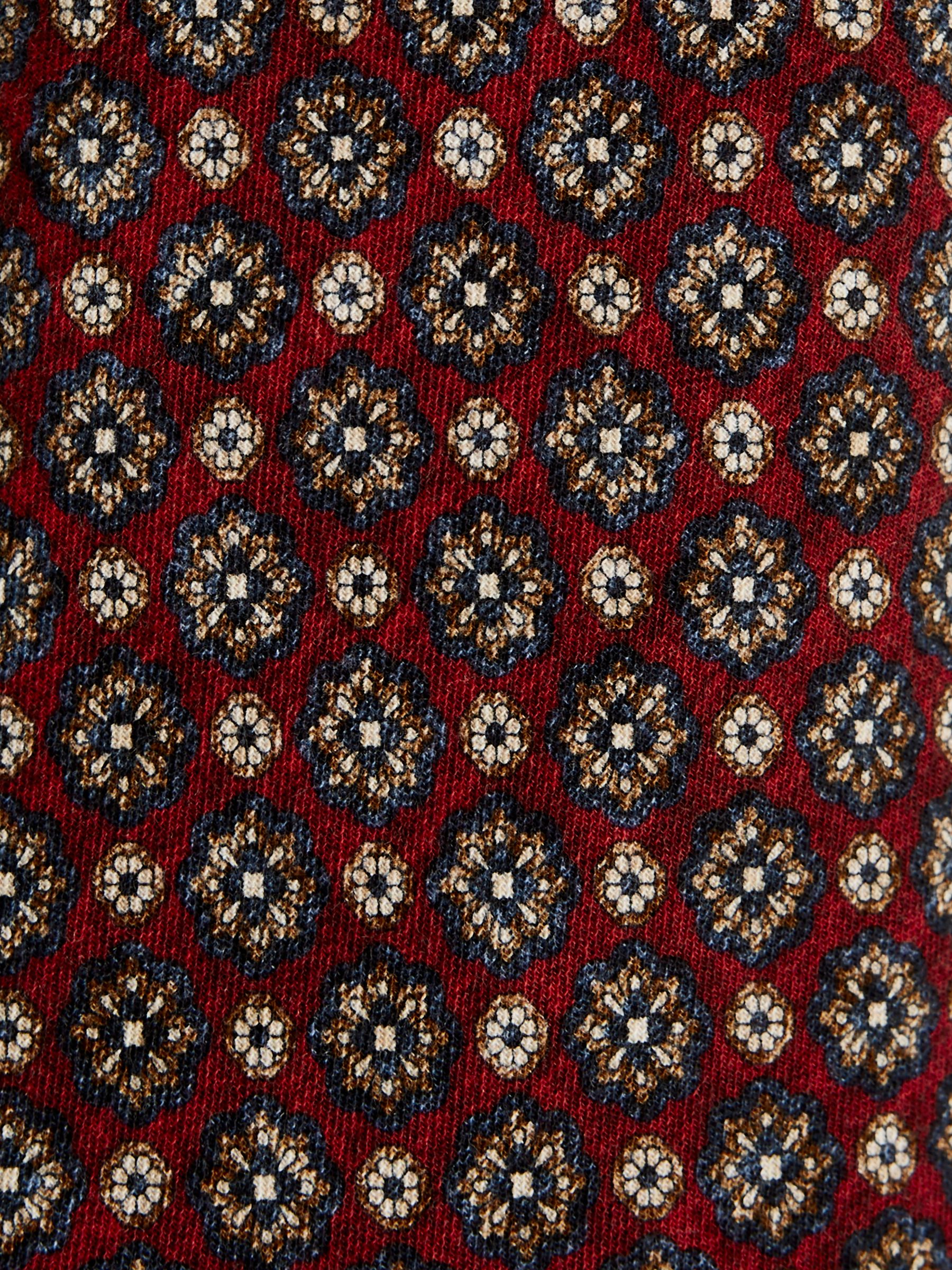 Wool-Cotton Blend Medallion Print Tie in Red - Image 5 of 5