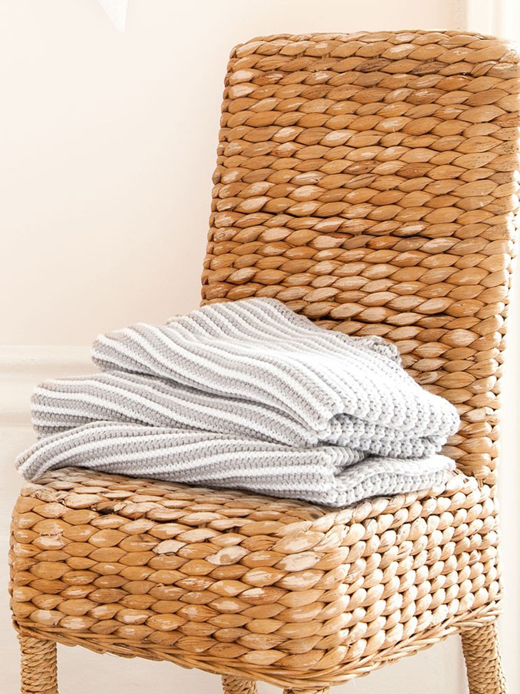 Knitted Stripe Blanket in Grey - Image 2 of 2