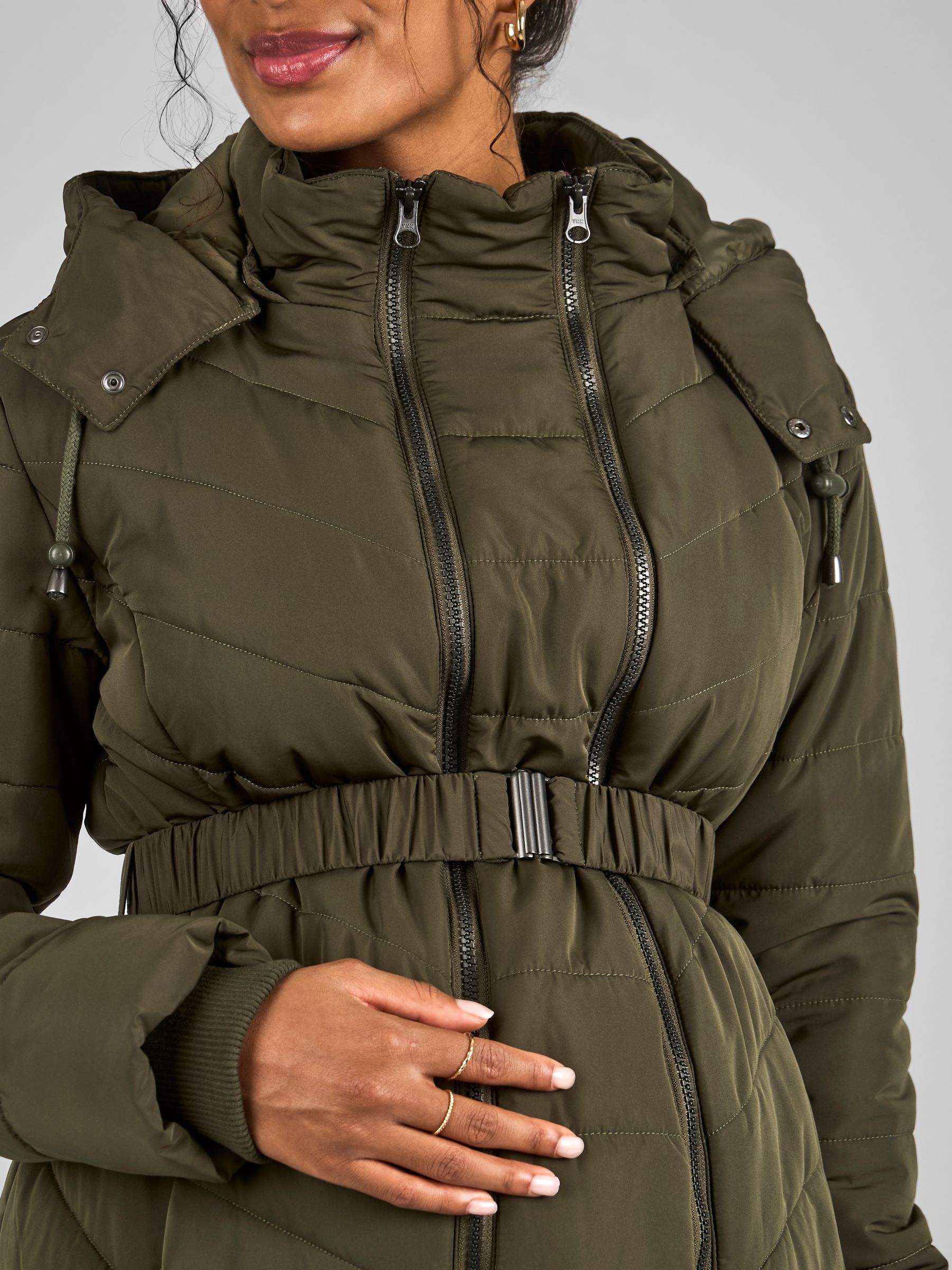 Khaki Green 2-in-1 Maternity Puffer Jacket - Image 5 of 5