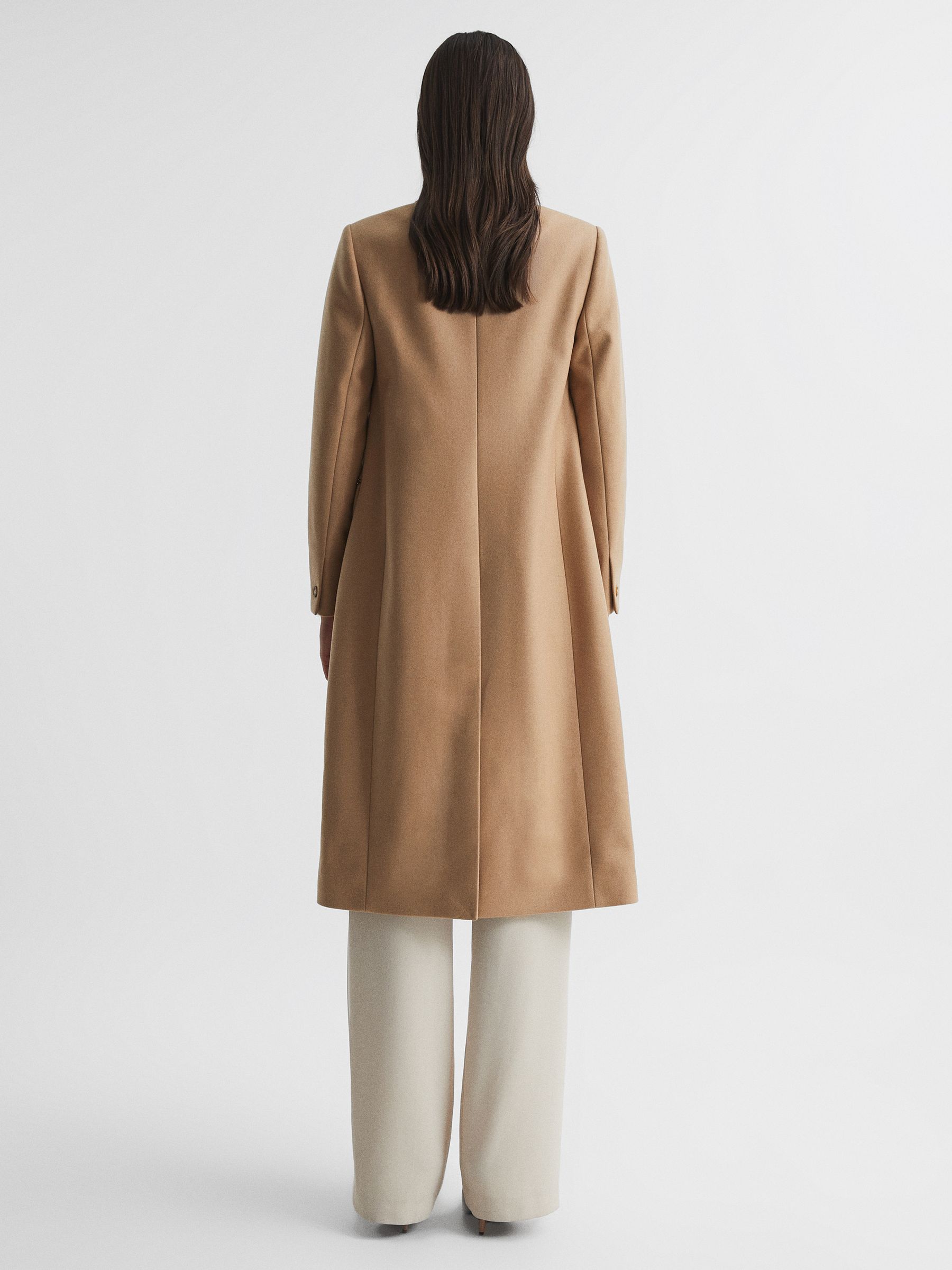 Longline Double Breasted Formal Coat in Neutral - Image 5 of 8