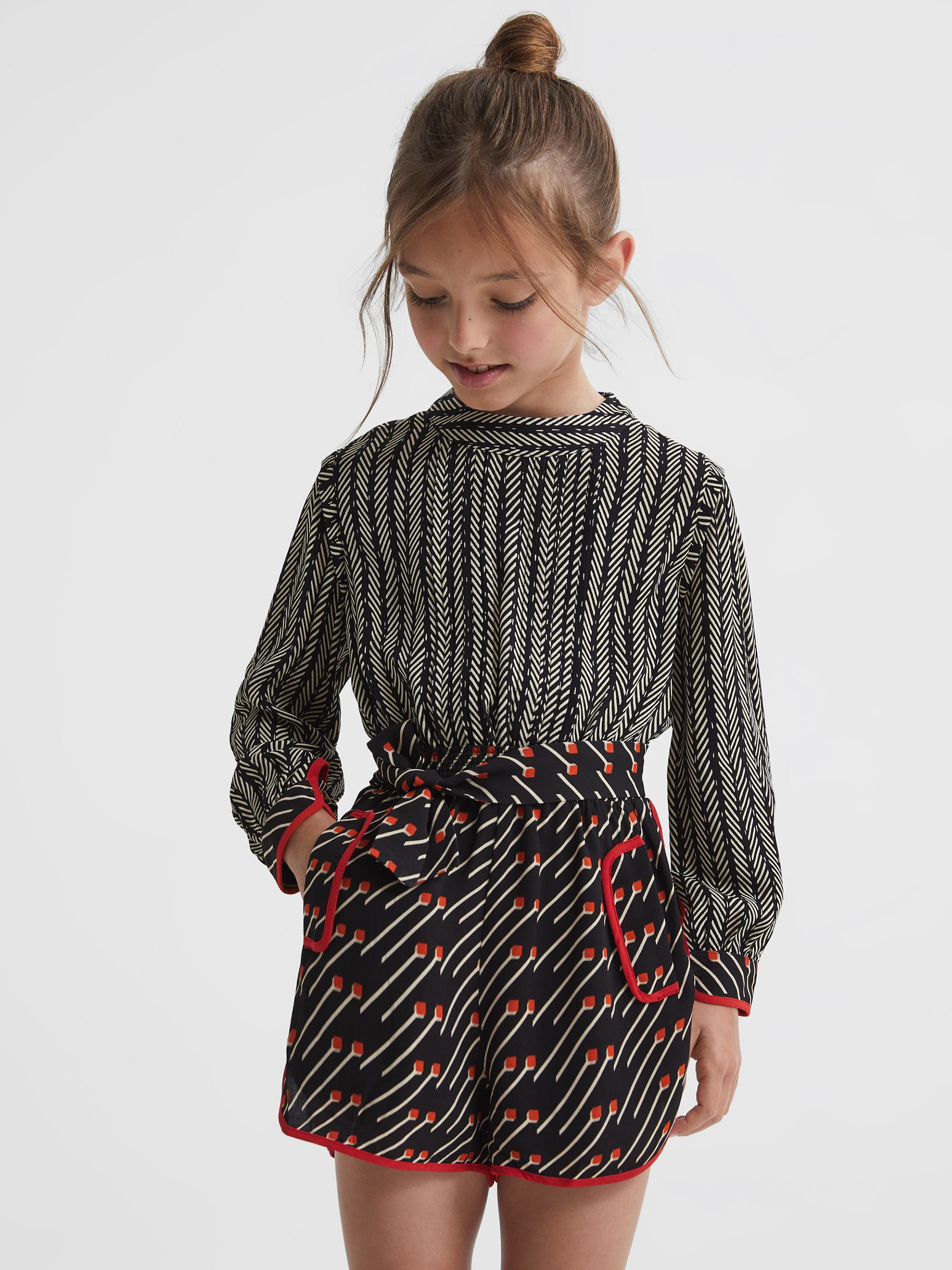 Junior Printed Playsuit in Black/Red - Image 1 of 8